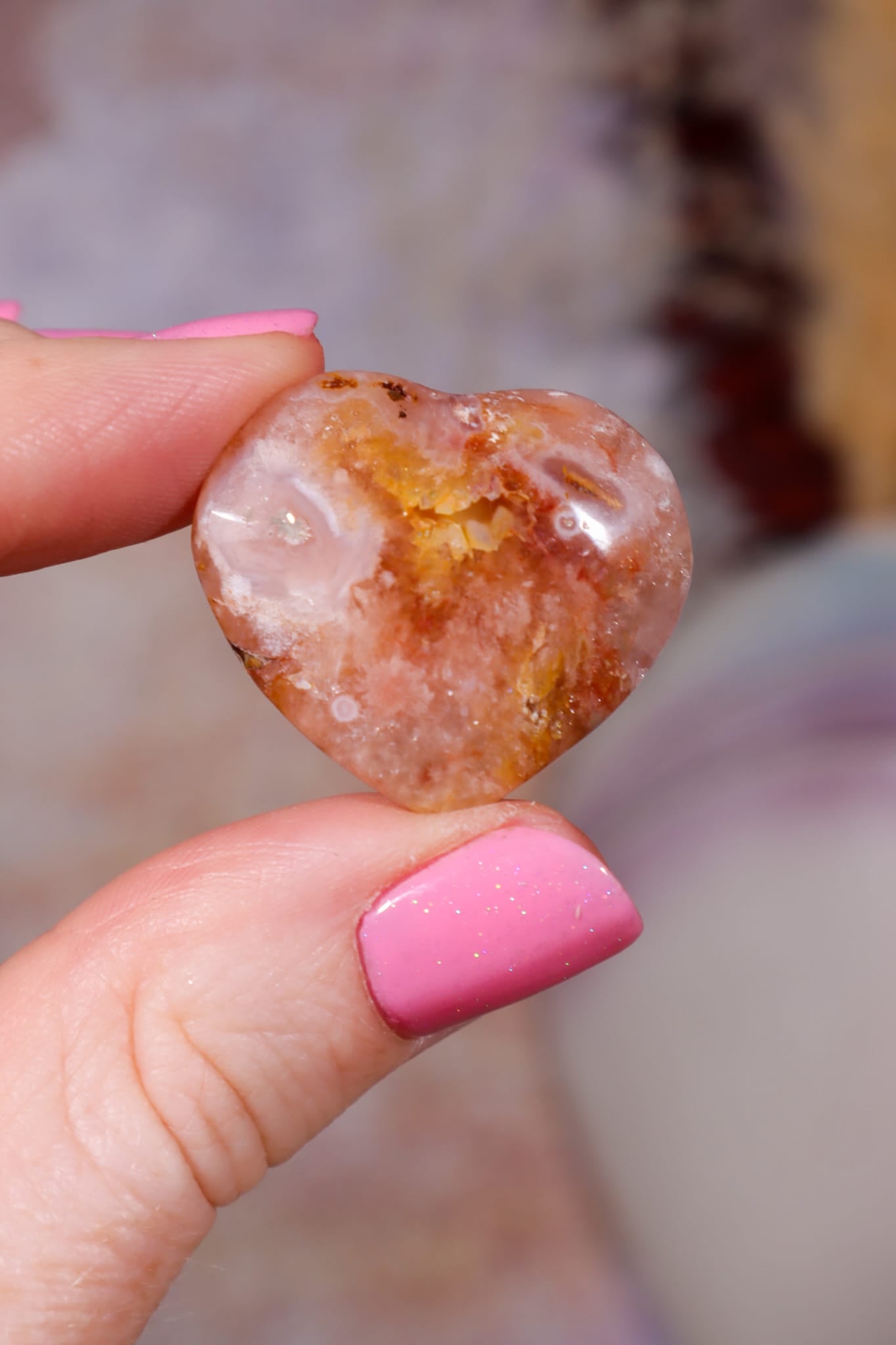 Flower Agate Hearts | 2.5x3cm | Madagascar Hearts Tali & Loz Crystals
