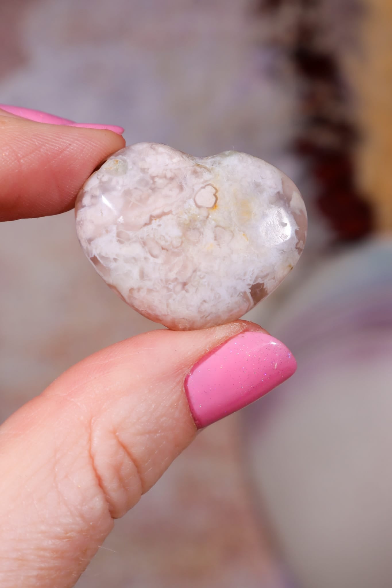 Flower Agate Hearts | 2.5x3cm | Madagascar Hearts Tali & Loz Crystals