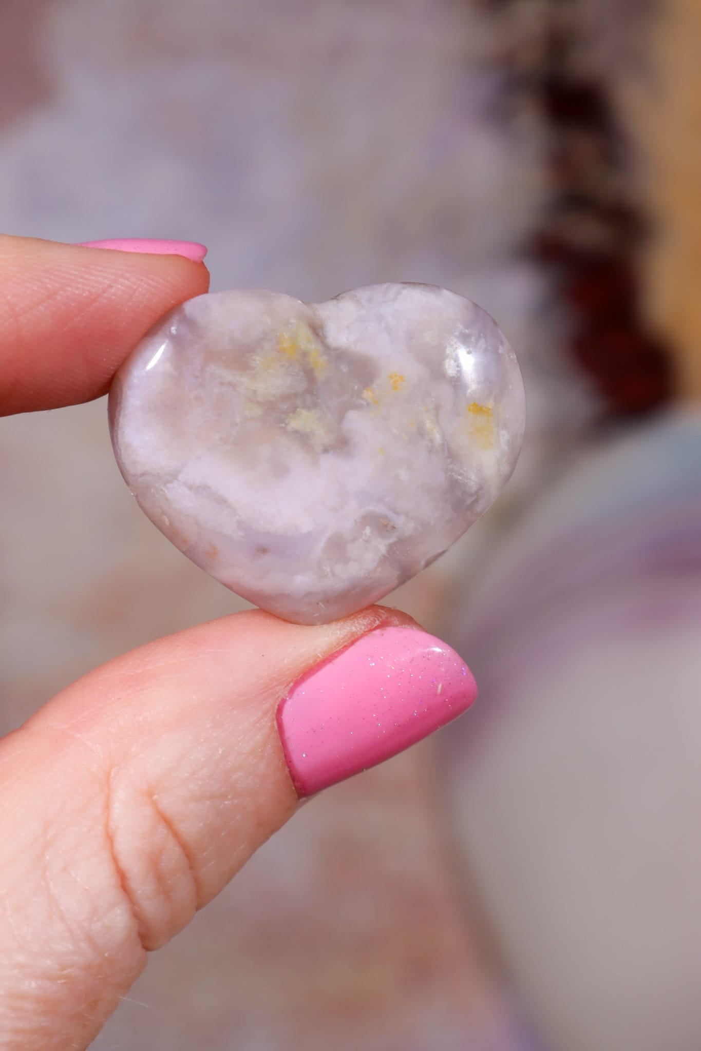 Flower Agate Hearts | 2.5x3cm | Madagascar Hearts Tali & Loz Crystals