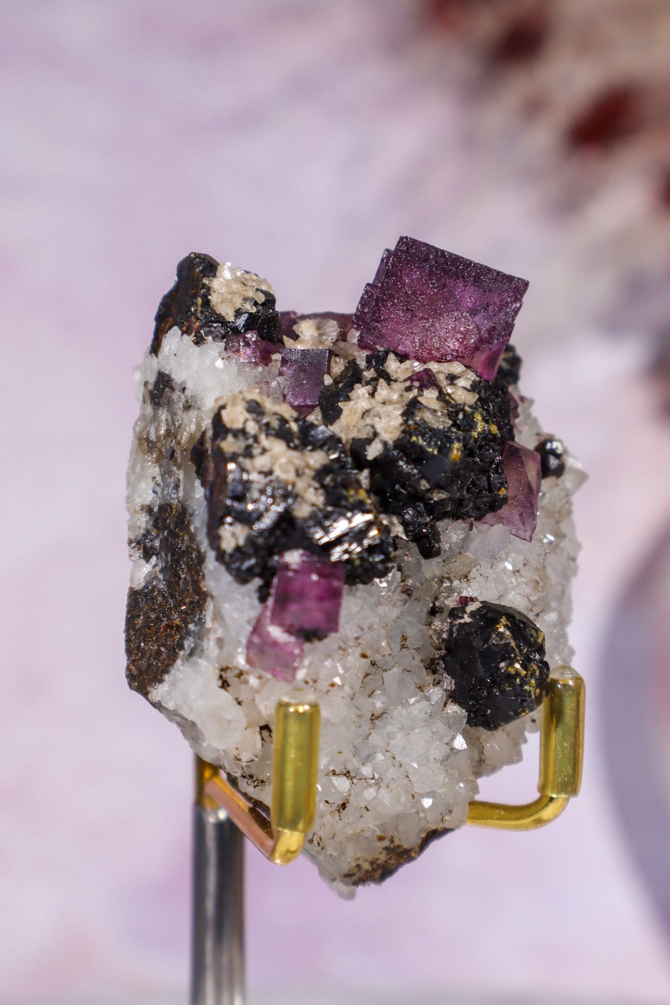 Fluorite, Sphalerite and Calcite on Quartz Specimen 107gr, Illinois Minerals Tali & Loz Crystals