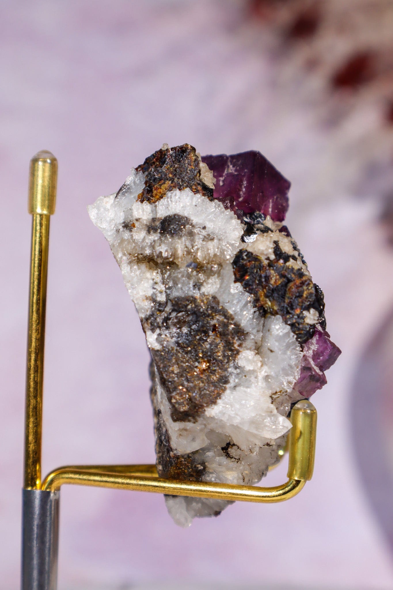 Fluorite, Sphalerite and Calcite on Quartz Specimen 107gr, Illinois Minerals Tali & Loz Crystals