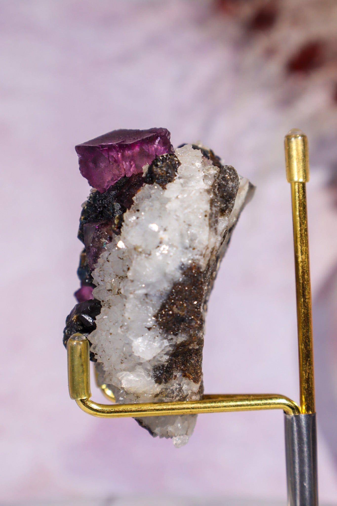 Fluorite, Sphalerite and Calcite on Quartz Specimen 107gr, Illinois Minerals Tali & Loz Crystals