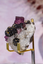 Fluorite, Sphalerite and Calcite on Quartz Specimen 107gr, Illinois Minerals Tali & Loz Crystals