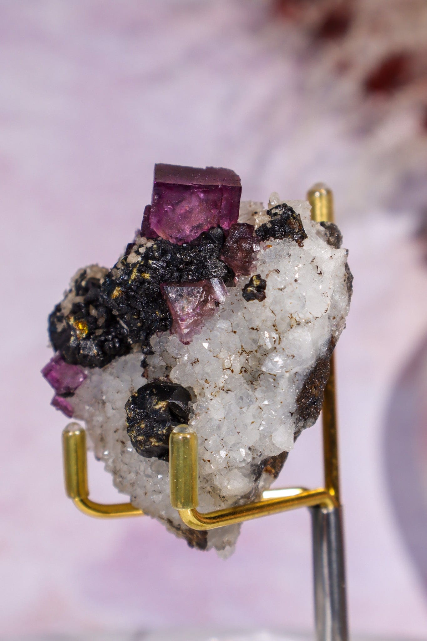 Fluorite, Sphalerite and Calcite on Quartz Specimen 107gr, Illinois Minerals Tali & Loz Crystals