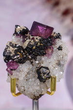 Fluorite, Sphalerite and Calcite on Quartz Specimen 107gr, Illinois Minerals Tali & Loz Crystals