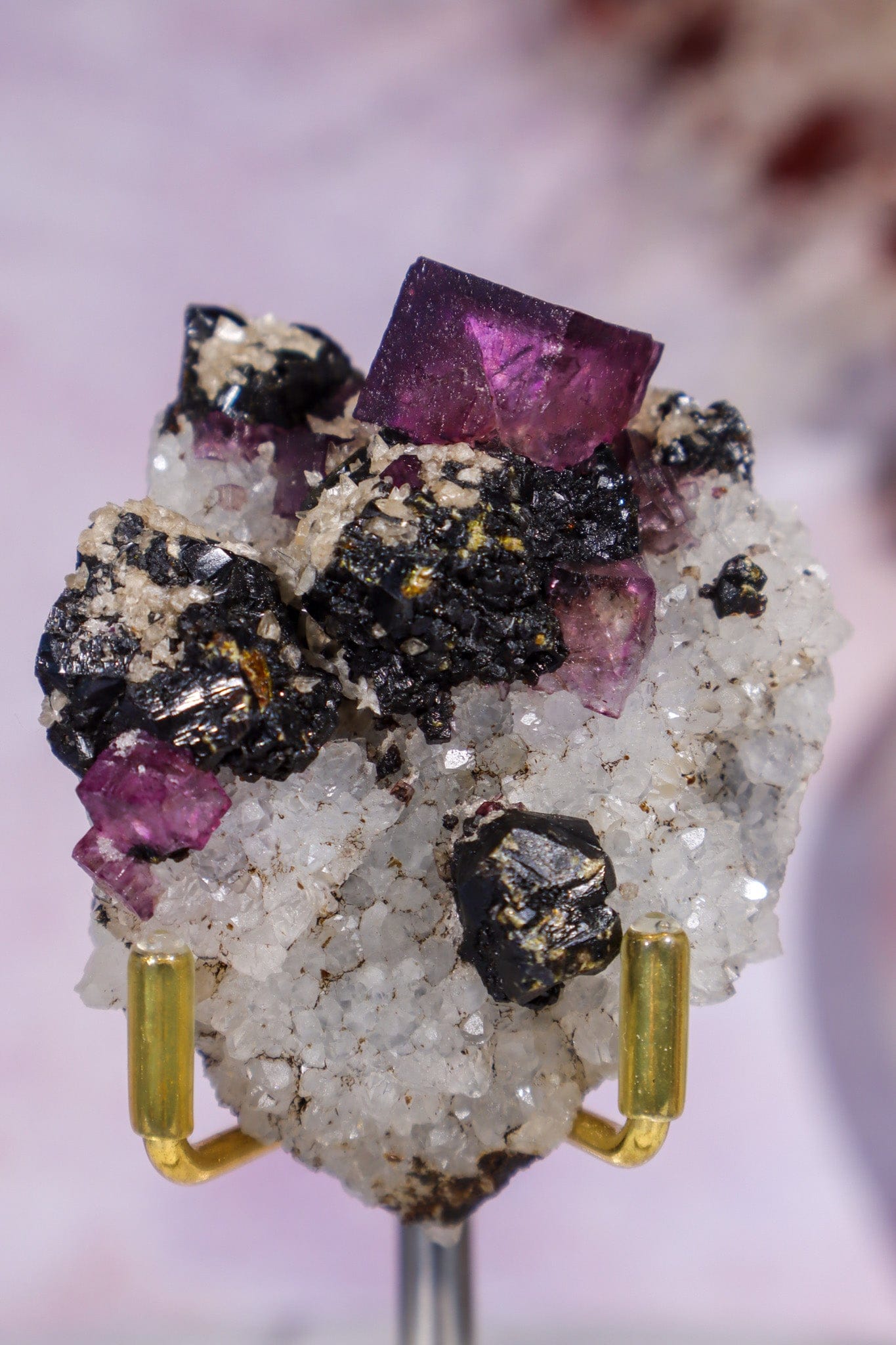 Fluorite, Sphalerite and Calcite on Quartz Specimen 107gr, Illinois Minerals Tali & Loz Crystals