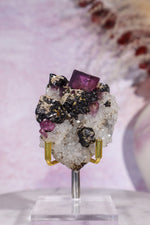Fluorite, Sphalerite and Calcite on Quartz Specimen 107gr, Illinois Minerals Tali & Loz Crystals