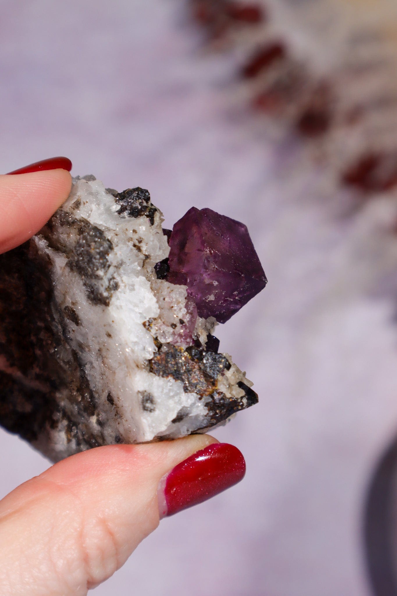 Fluorite, Sphalerite and Calcite on Quartz Specimen 107gr, Illinois Minerals Tali & Loz Crystals