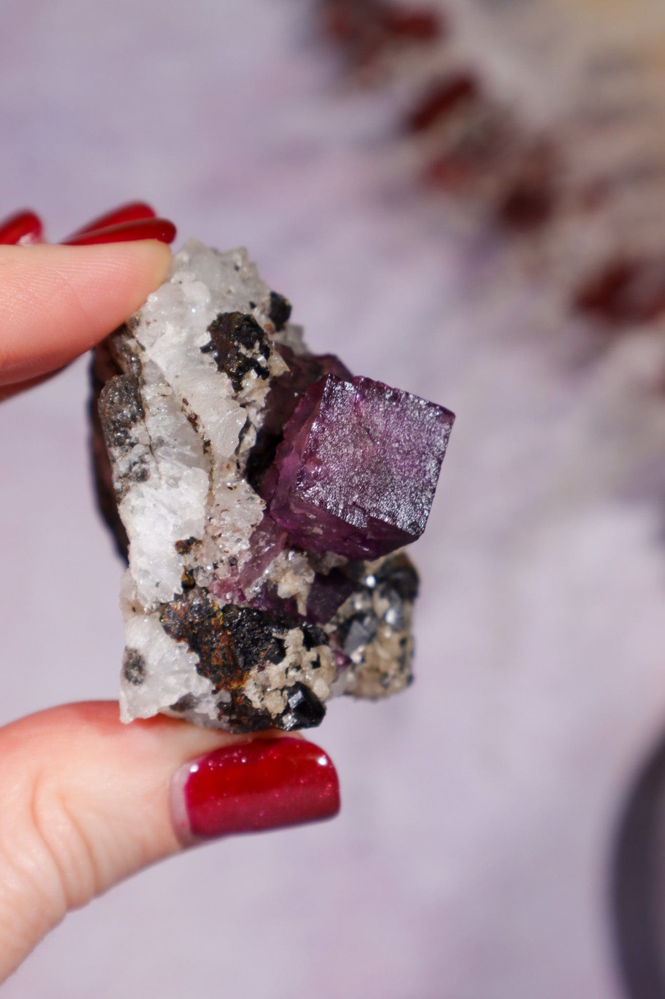 Fluorite, Sphalerite and Calcite on Quartz Specimen 107gr, Illinois Minerals Tali & Loz Crystals