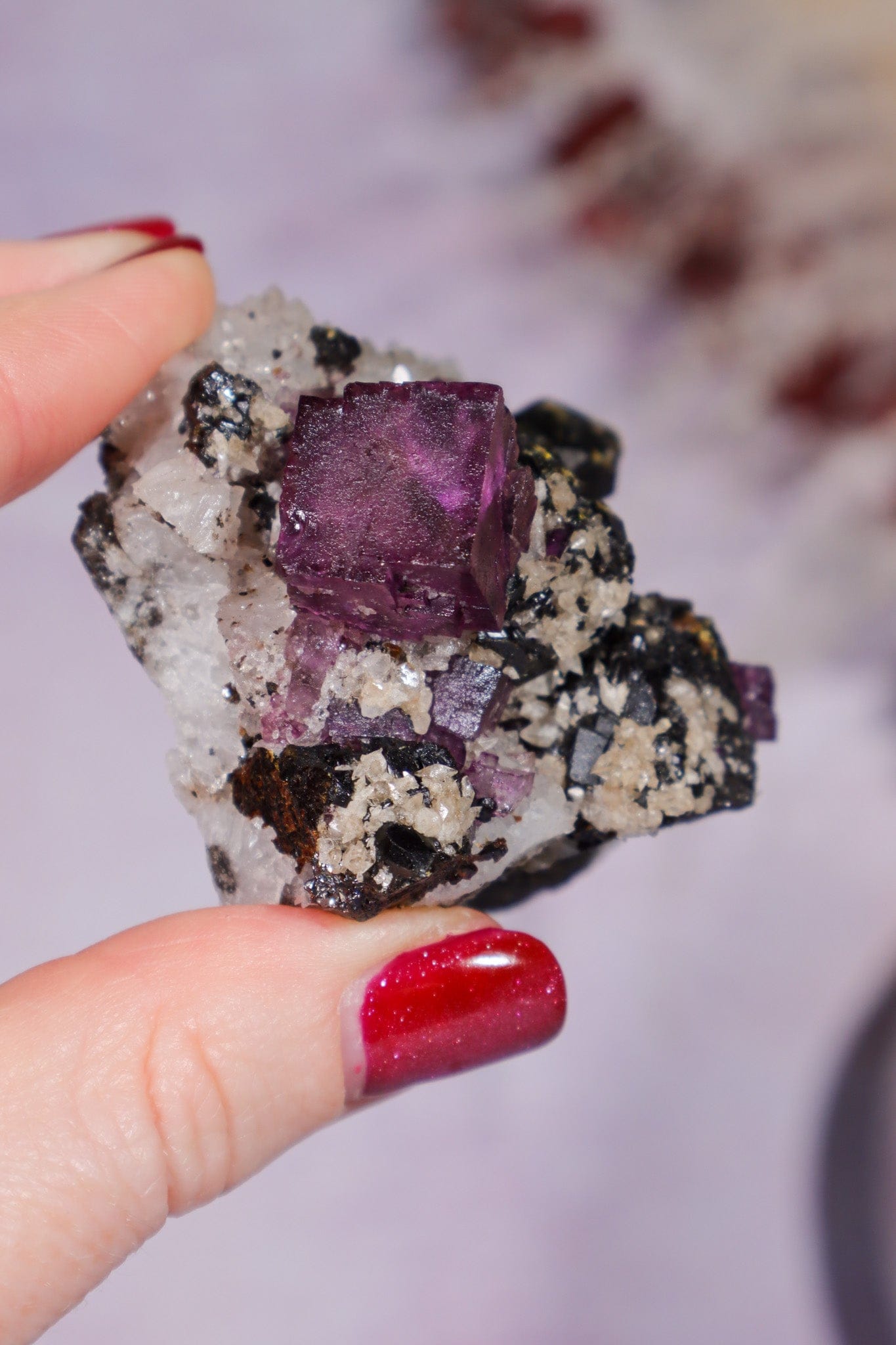 Fluorite, Sphalerite and Calcite on Quartz Specimen 107gr, Illinois Minerals Tali & Loz Crystals