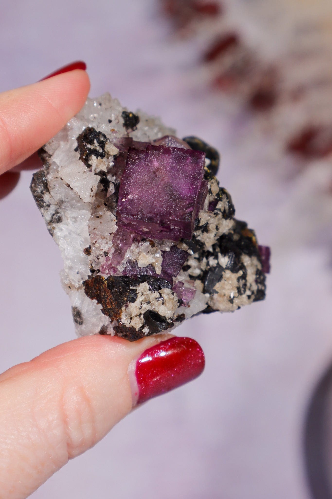 Fluorite, Sphalerite and Calcite on Quartz Specimen 107gr, Illinois Minerals Tali & Loz Crystals