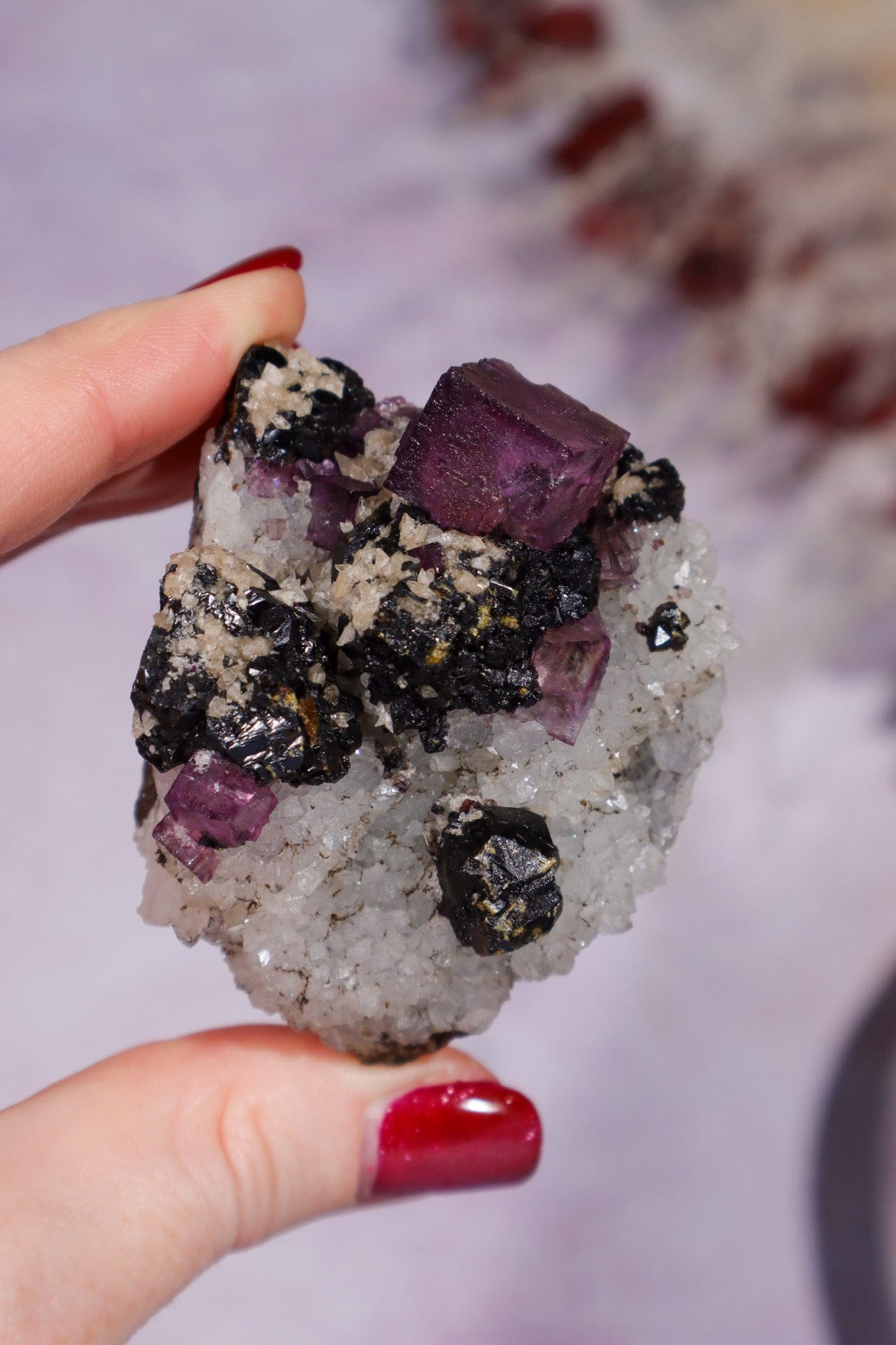 Fluorite, Sphalerite and Calcite on Quartz Specimen 107gr, Illinois Minerals Tali & Loz Crystals