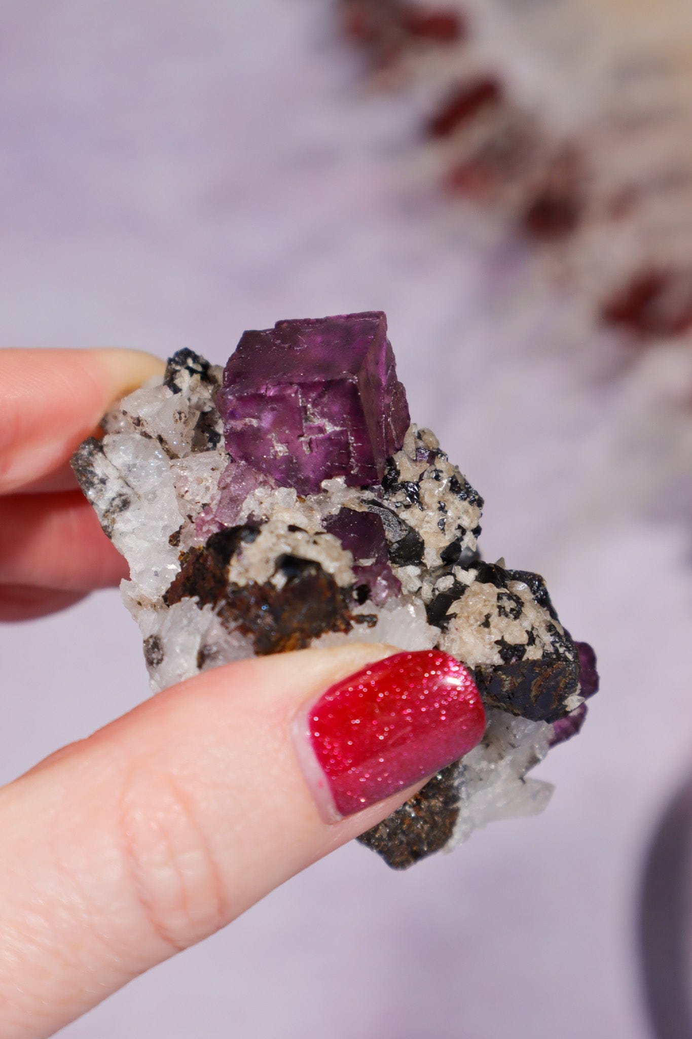 Fluorite, Sphalerite and Calcite on Quartz Specimen 107gr, Illinois Minerals Tali & Loz Crystals