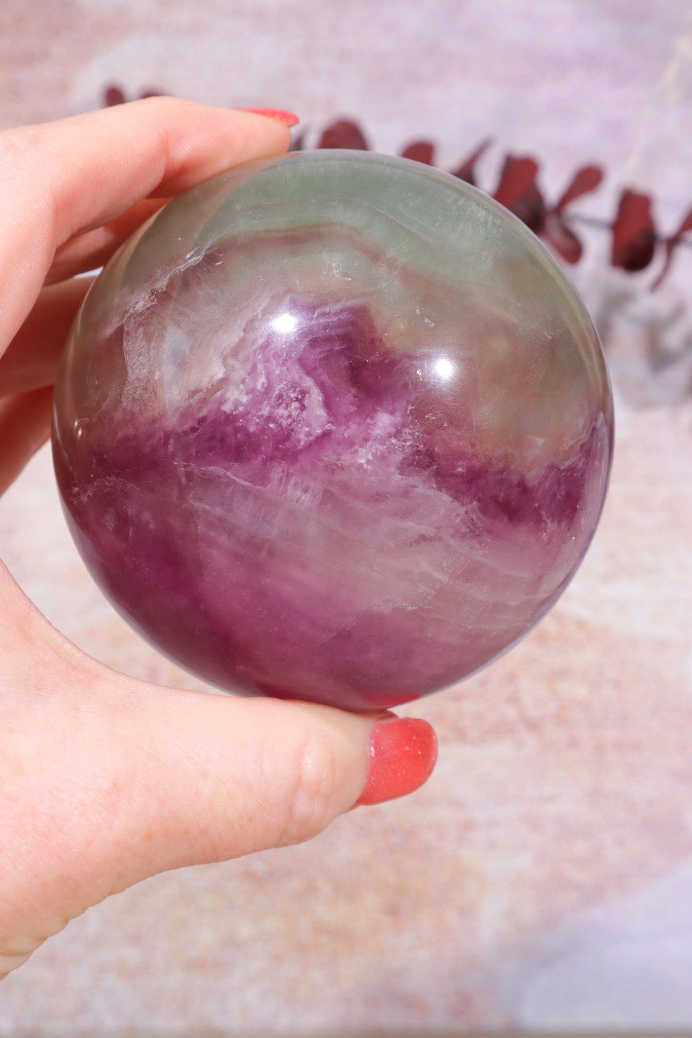 Fluorite Sphere 7.6cm , Sold As Seen Spheres Tali & Loz Crystals