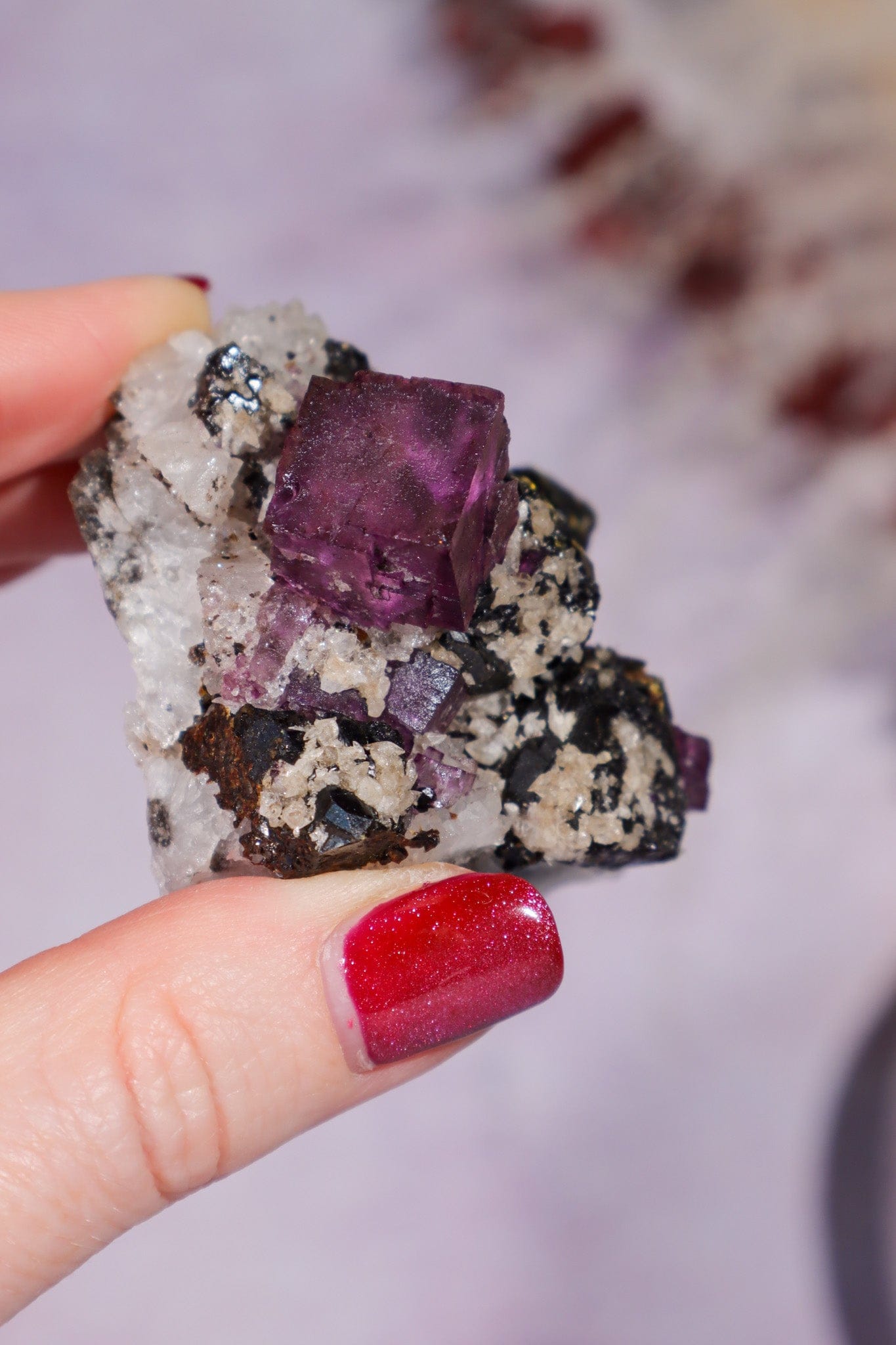 Fluorite With Sphalerite and Calcite Specimen 107gr, Illinois Minerals Tali & Loz Crystals