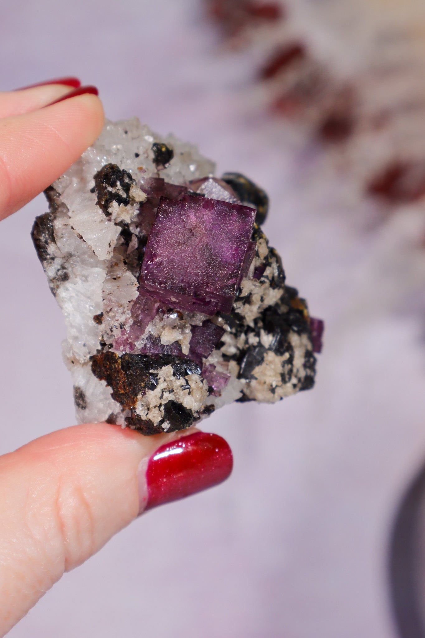 Fluorite With Sphalerite and Calcite Specimen 107gr, Illinois Minerals Tali & Loz Crystals