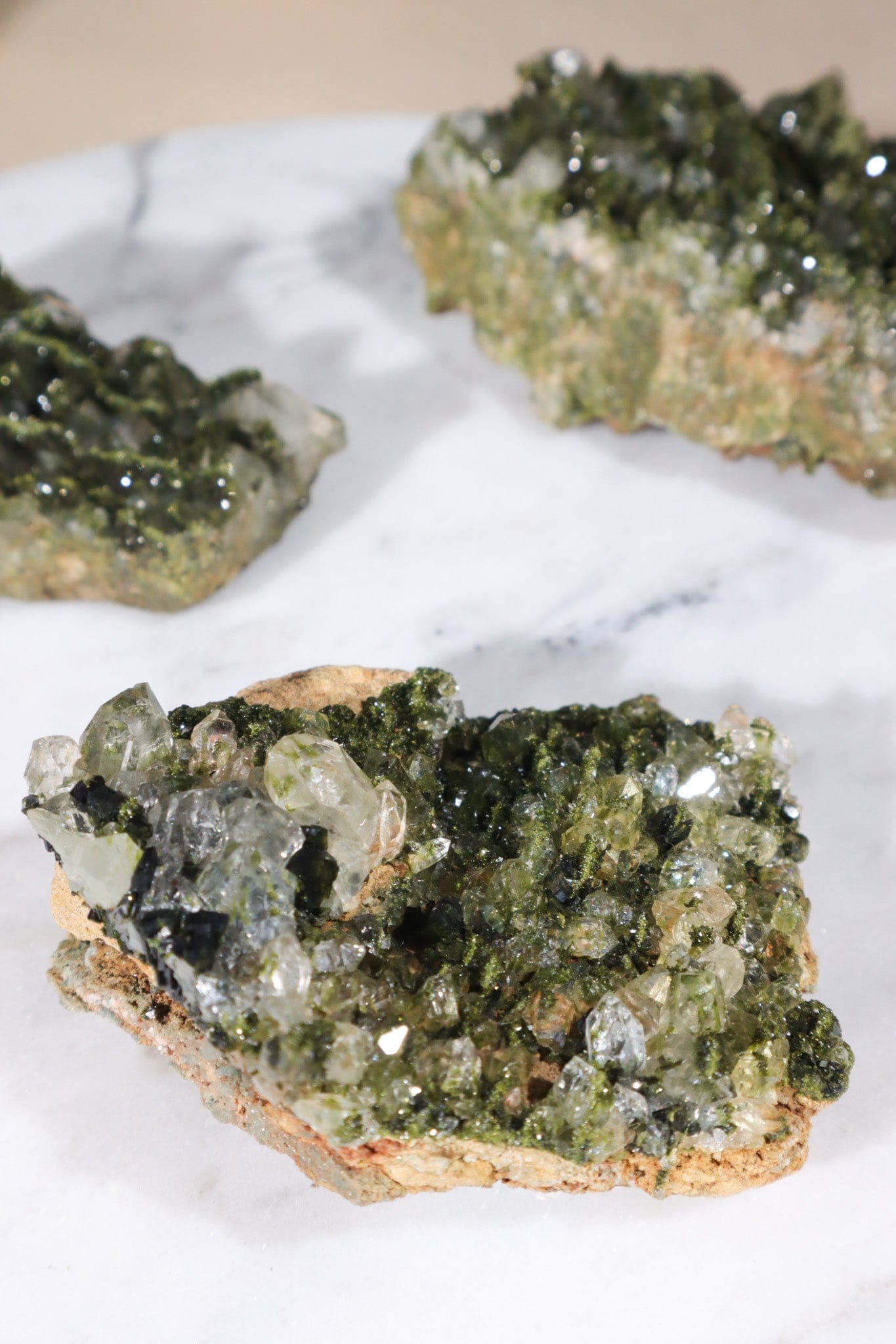 'Forest' Epidote on Quartz 57g Specimens Tali & Loz Crystals