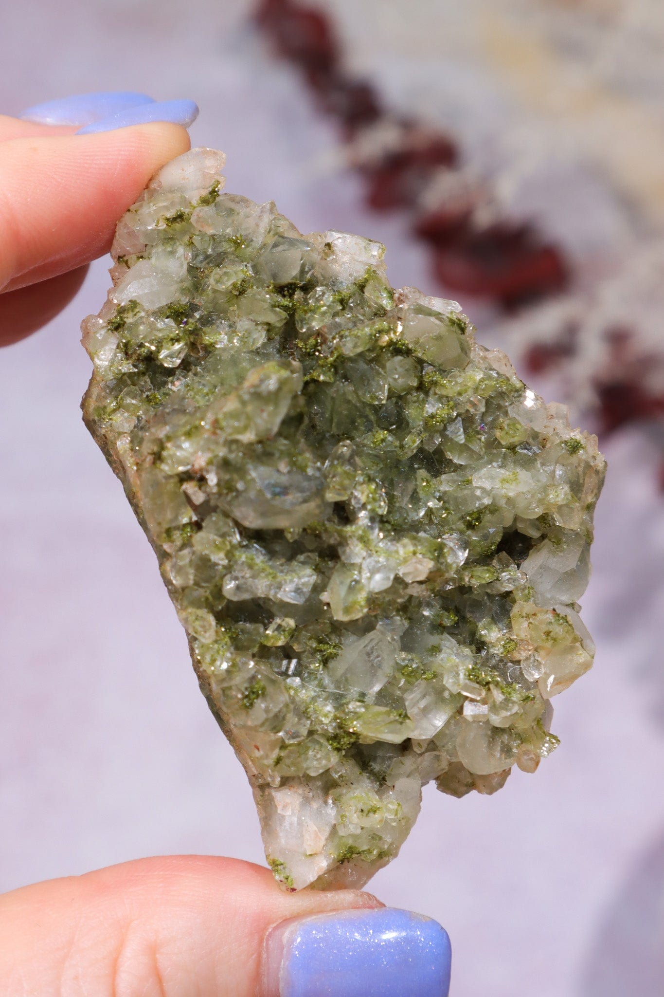 'Forest' Epidote on Quartz 64gr, Sold as Seen Specimens Tali & Loz Crystals