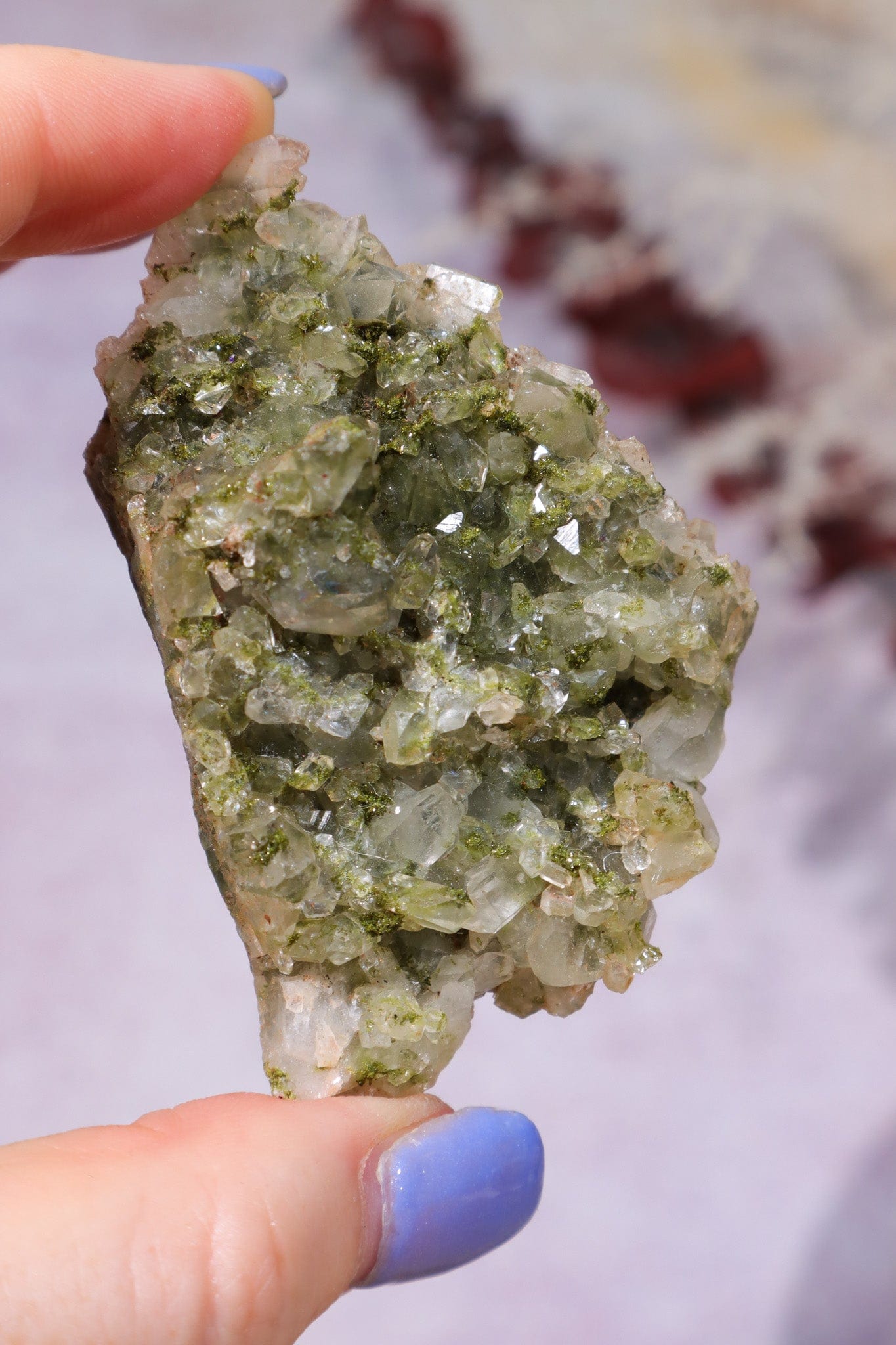 'Forest' Epidote on Quartz 64gr, Sold as Seen Specimens Tali & Loz Crystals