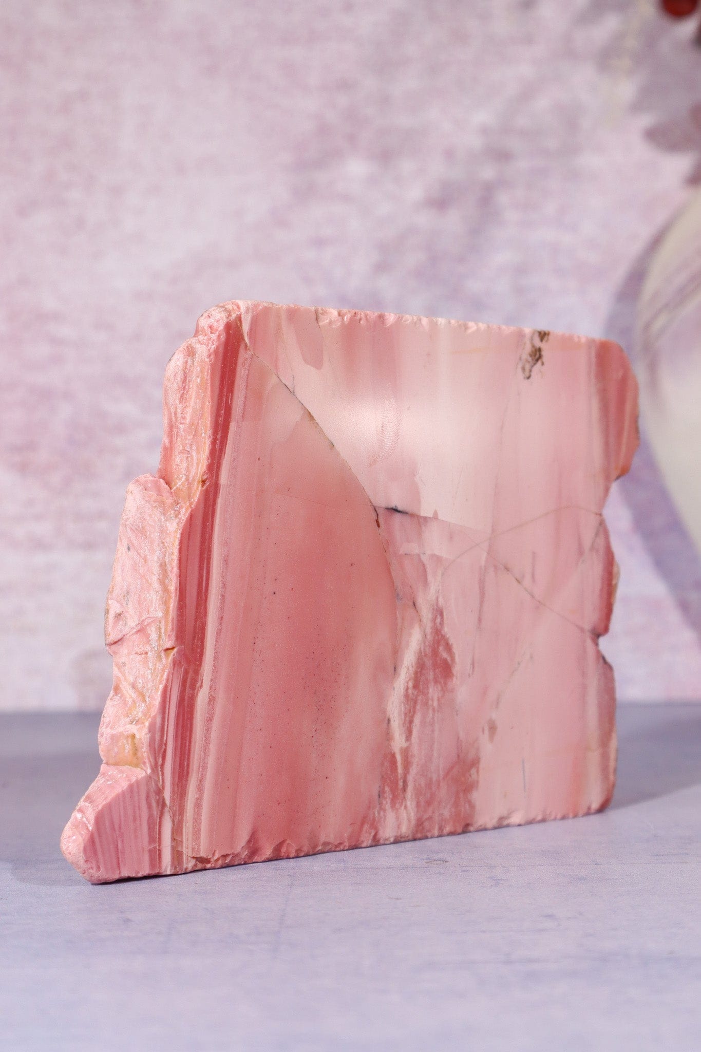 Freestanding Pink Opal Slab, Australia, 12.5cm Freeform Tali & Loz Crystals