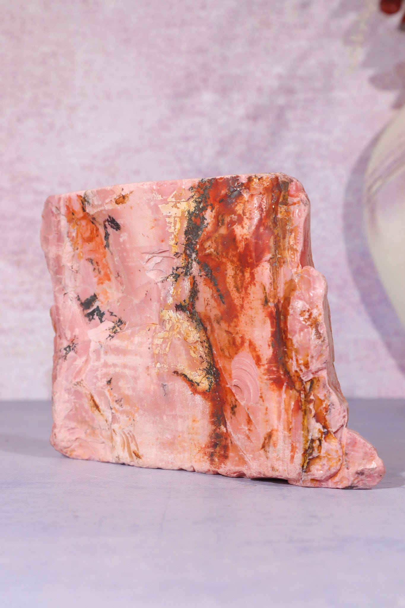 Freestanding Pink Opal Slab, Australia, 12.5cm Freeform Tali & Loz Crystals