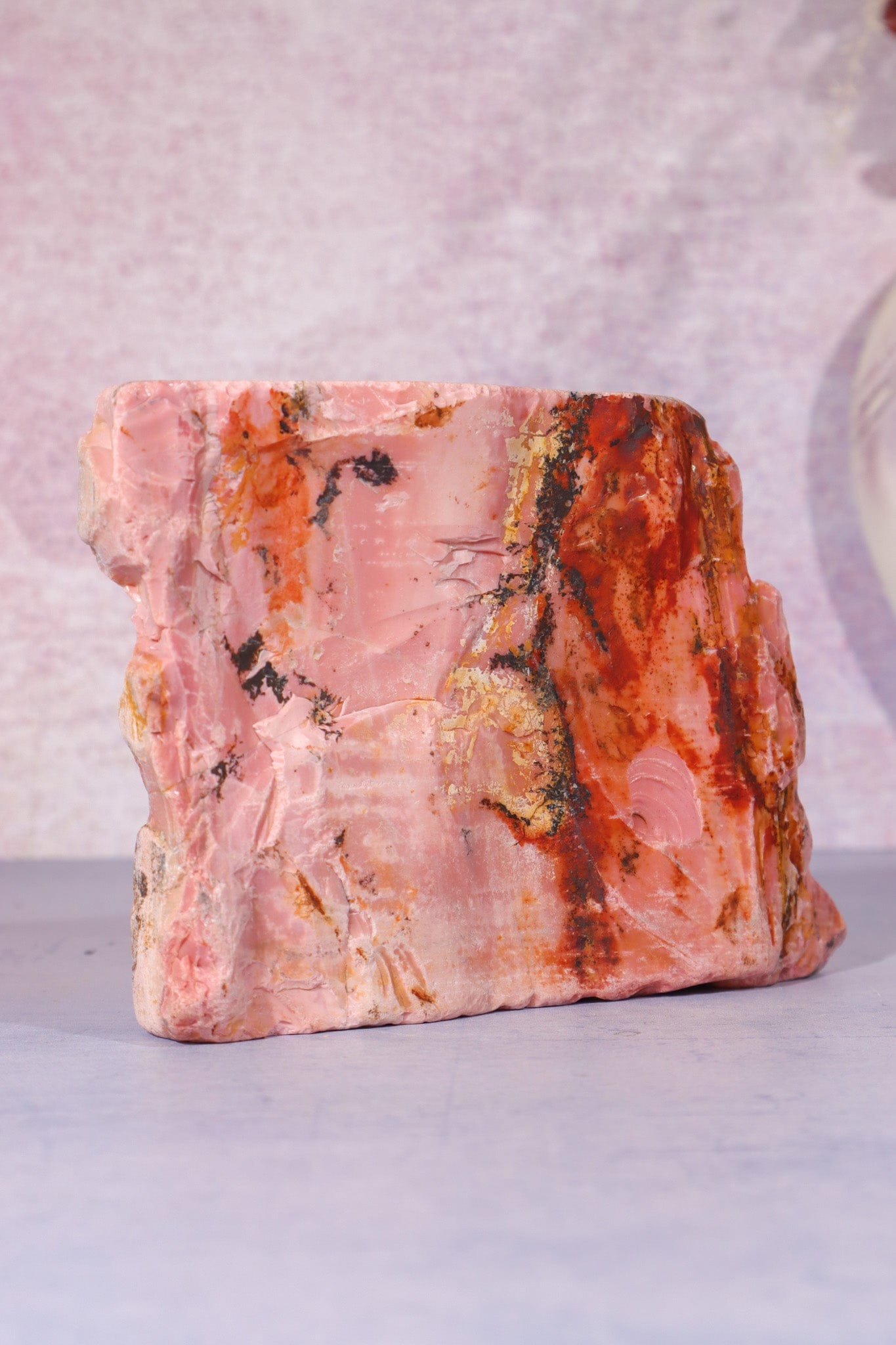Freestanding Pink Opal Slab, Australia, 12.5cm Freeform Tali & Loz Crystals