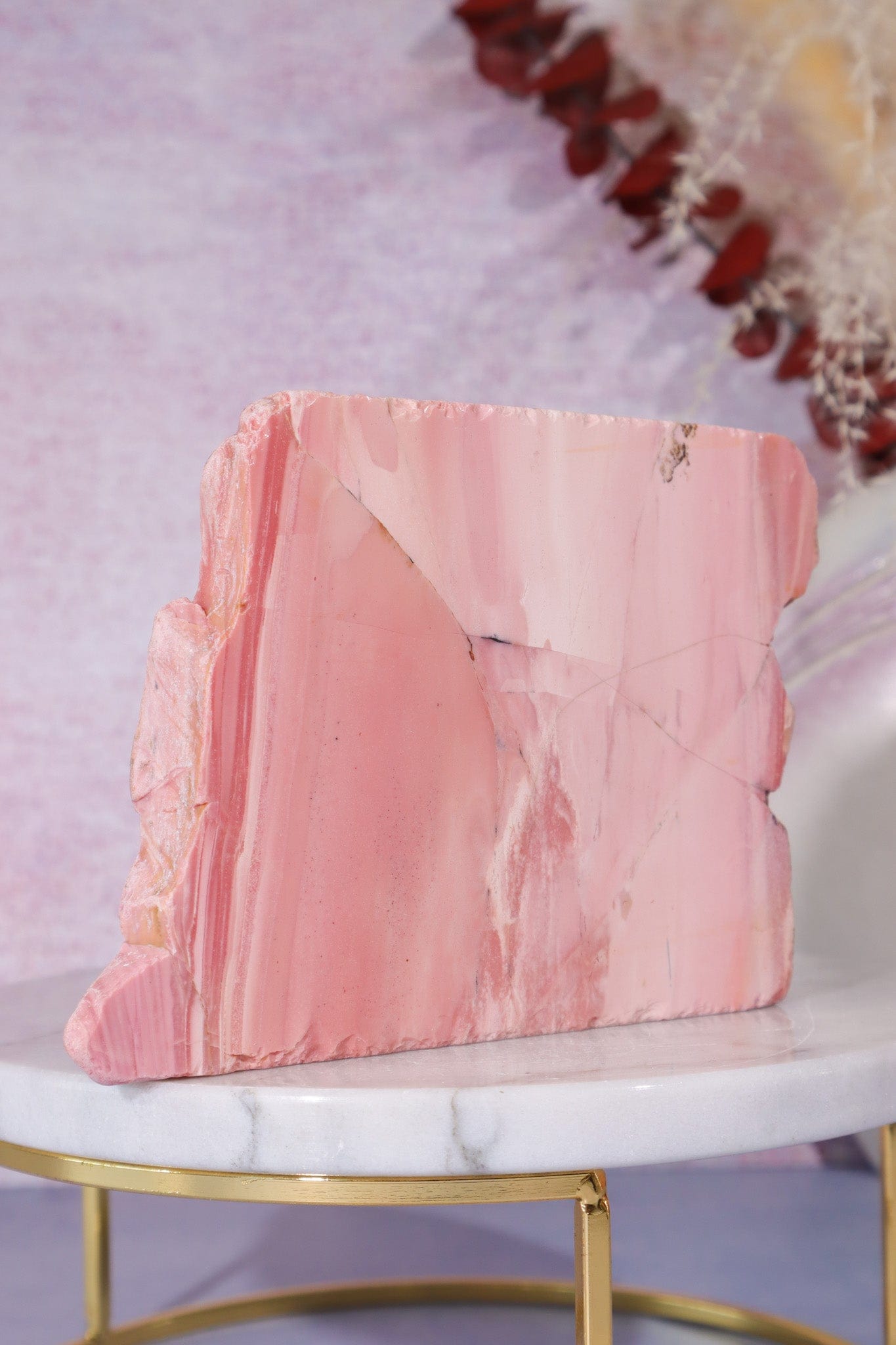 Freestanding Pink Opal Slab, Australia, 12.5cm Freeform Tali & Loz Crystals