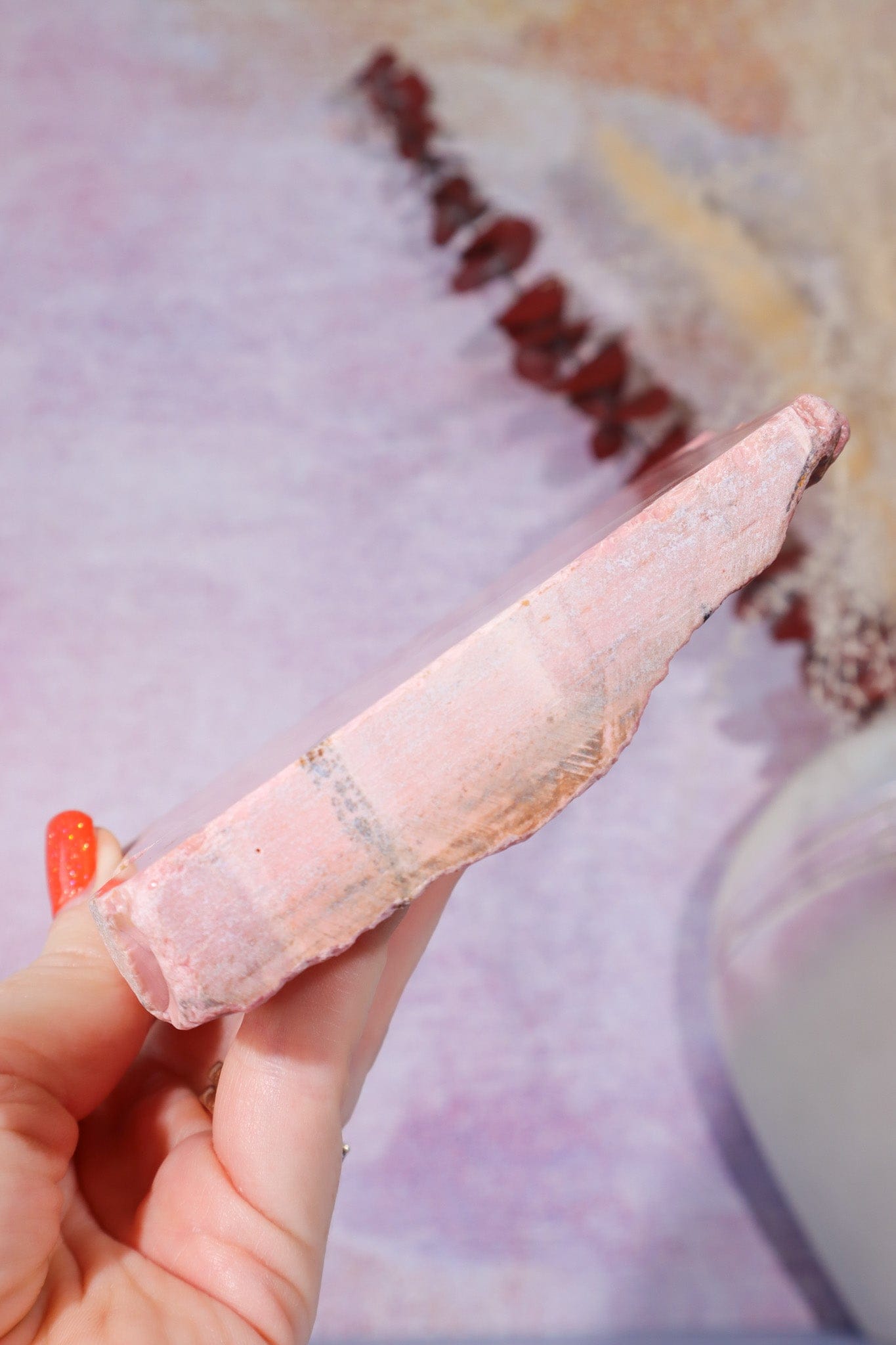 Freestanding Pink Opal Slab, Australia, 12.5cm Freeform Tali & Loz Crystals