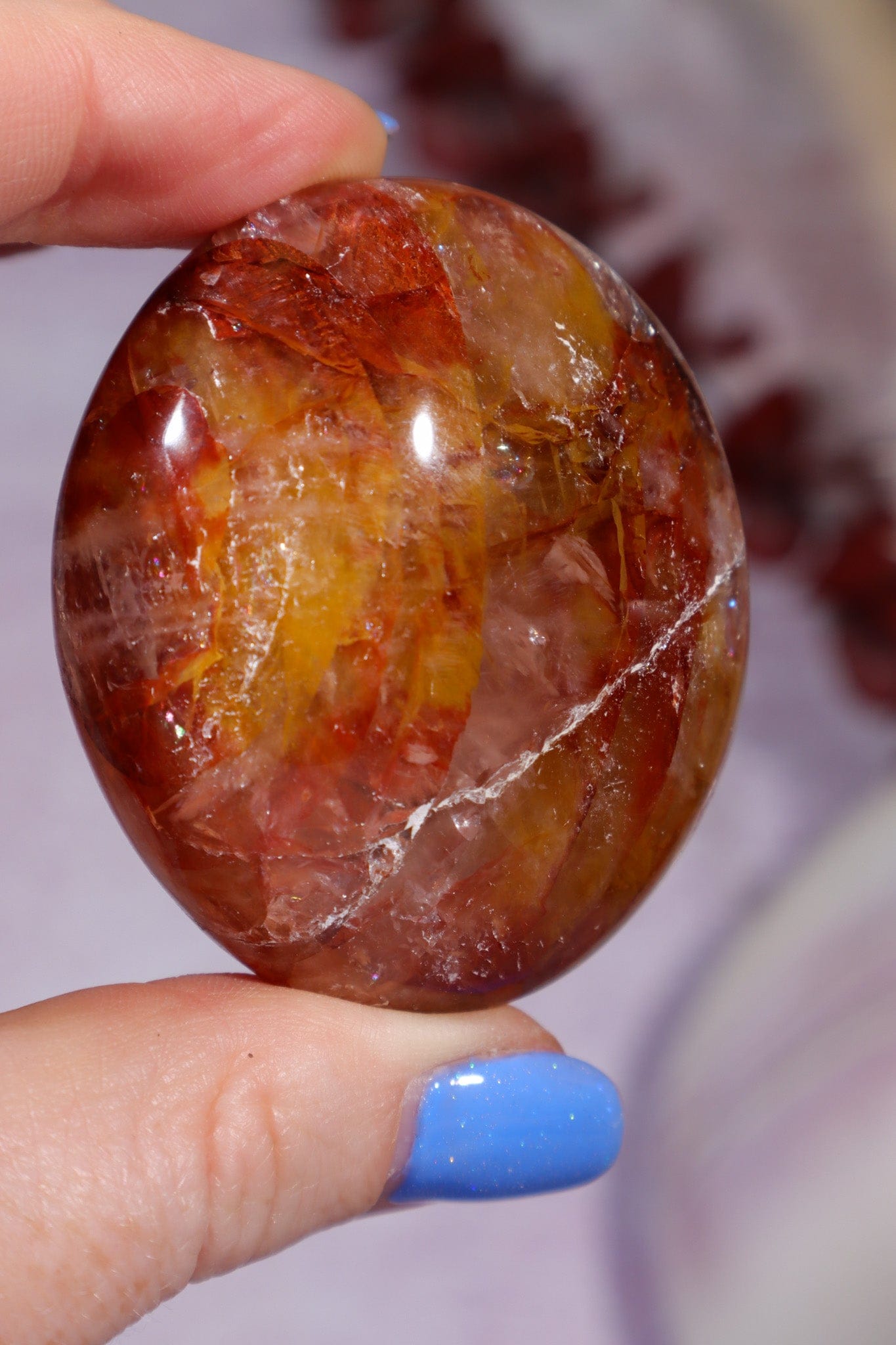Golden Healer Hematoid Quartz Palmstone 5.2cm Palm Stone Tali & Loz Crystals