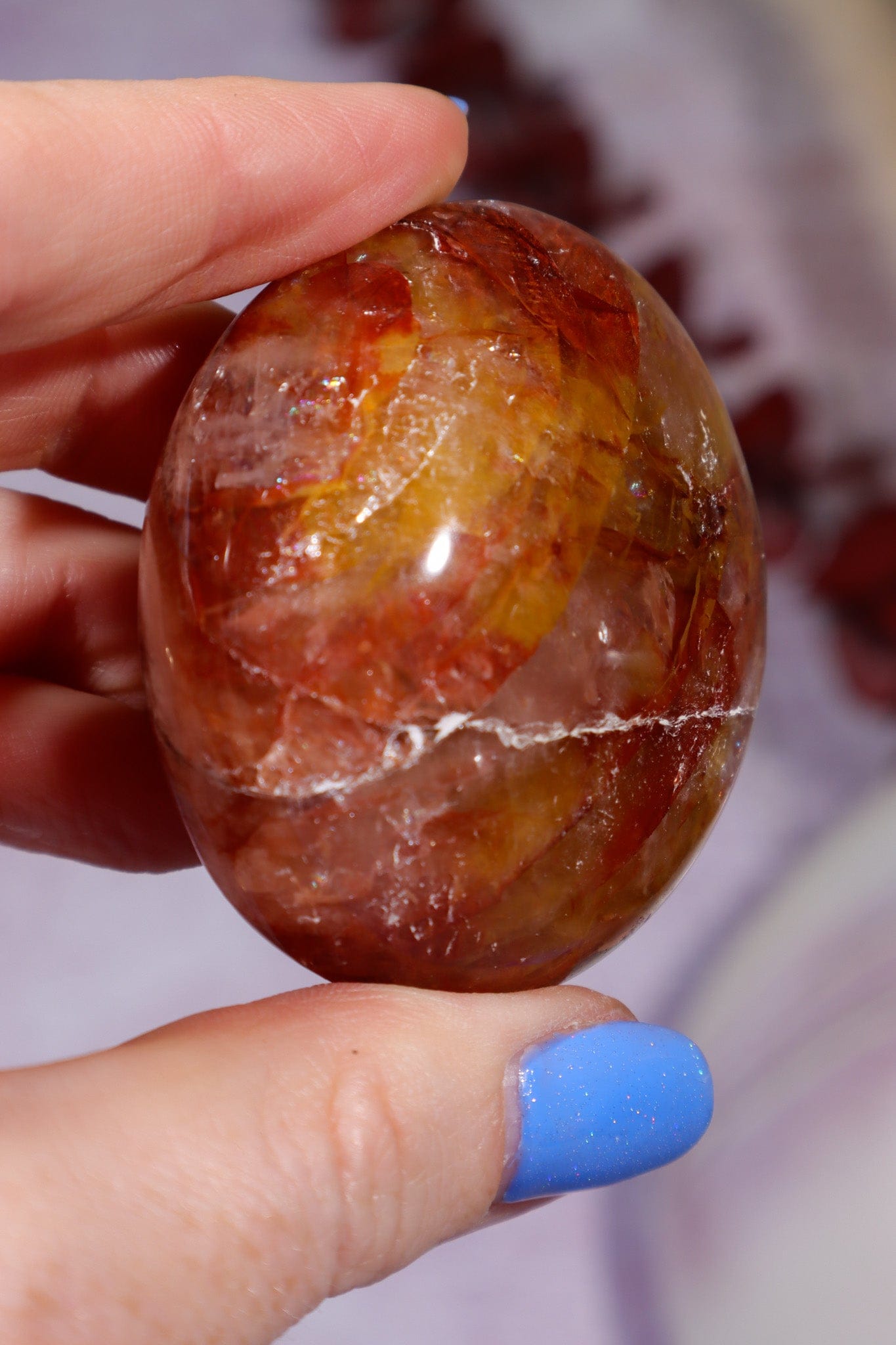 Golden Healer Hematoid Quartz Palmstone 5.2cm Palm Stone Tali & Loz Crystals
