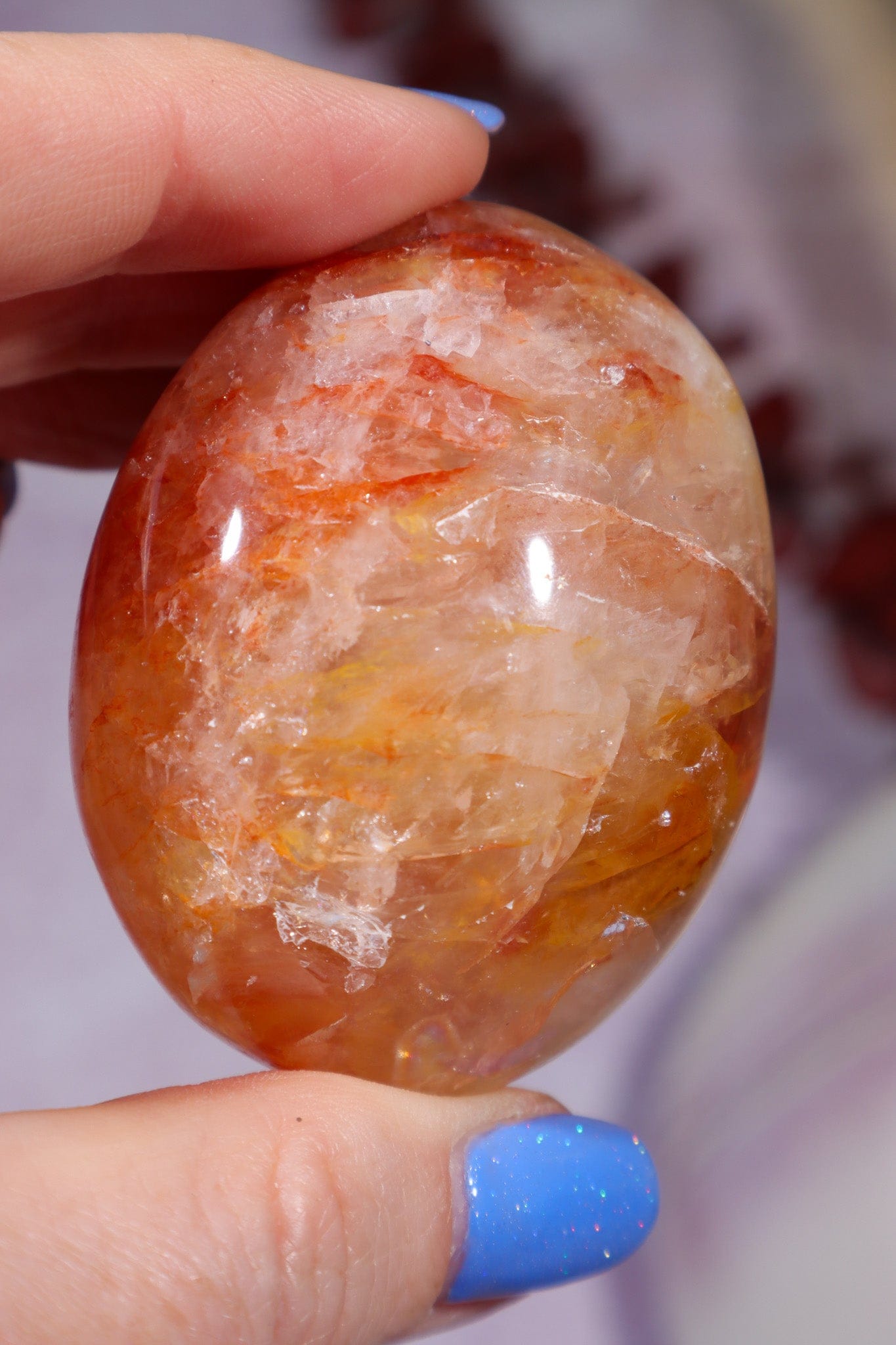 Golden Healer Hematoid Quartz Palmstone 5.5cm Palm Stone Tali & Loz Crystals