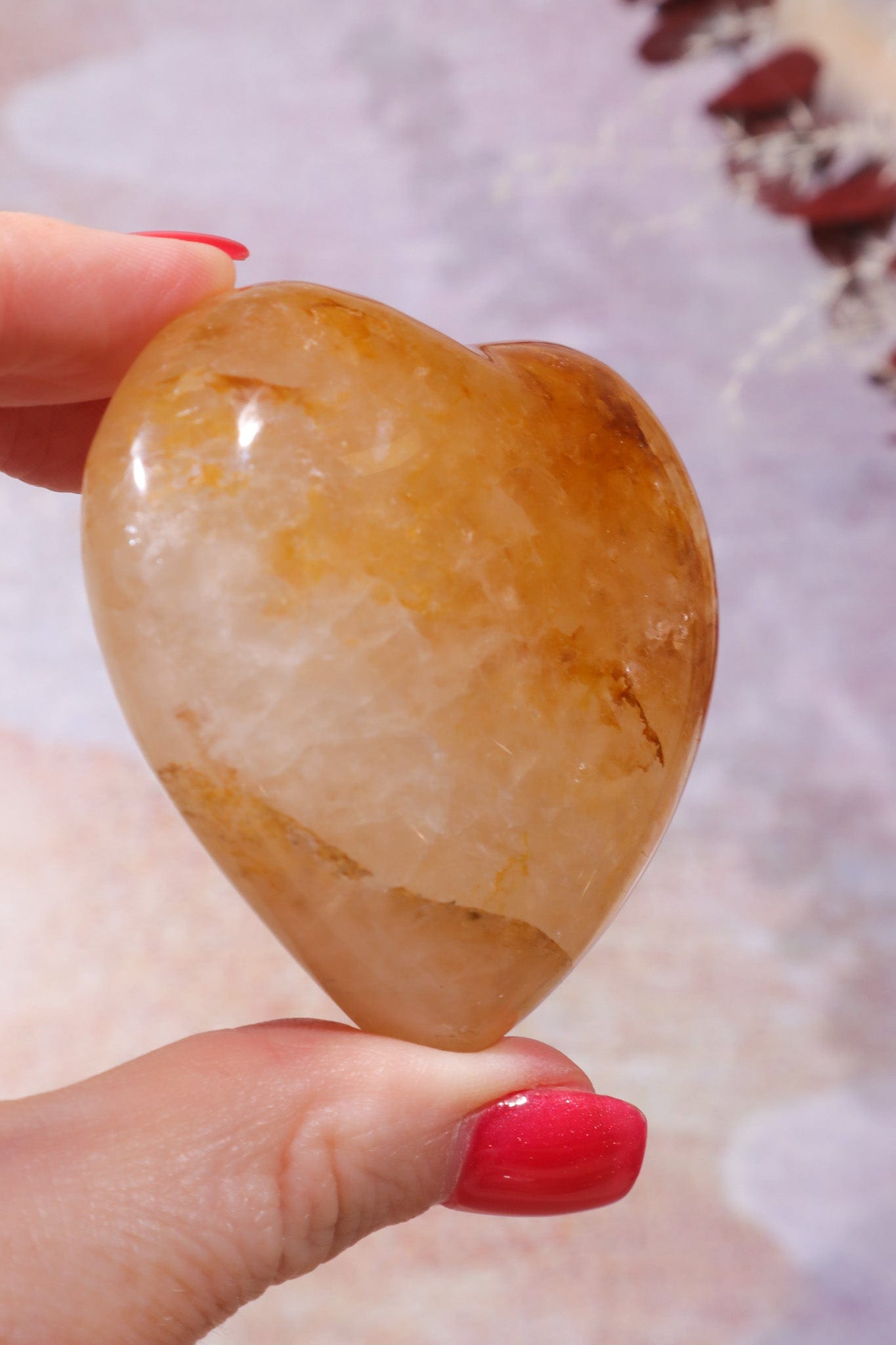 Golden Healer Quartz Heart, Intuitively Chosen Hearts Tali & Loz Crystals