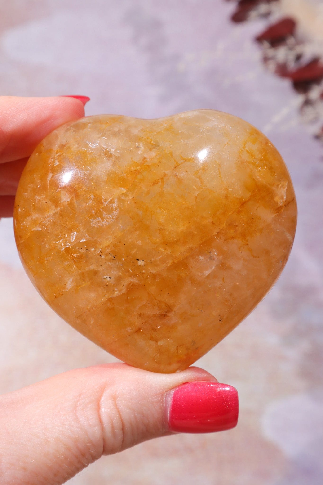 Golden Healer Quartz Heart, Intuitively Chosen Hearts Tali & Loz Crystals