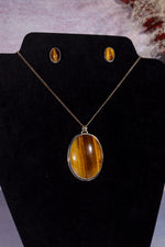 Golden Tigers Eye Necklace With Earrings 4.5cm, Handmade In The UK Jewellery Tali & Loz Crystals