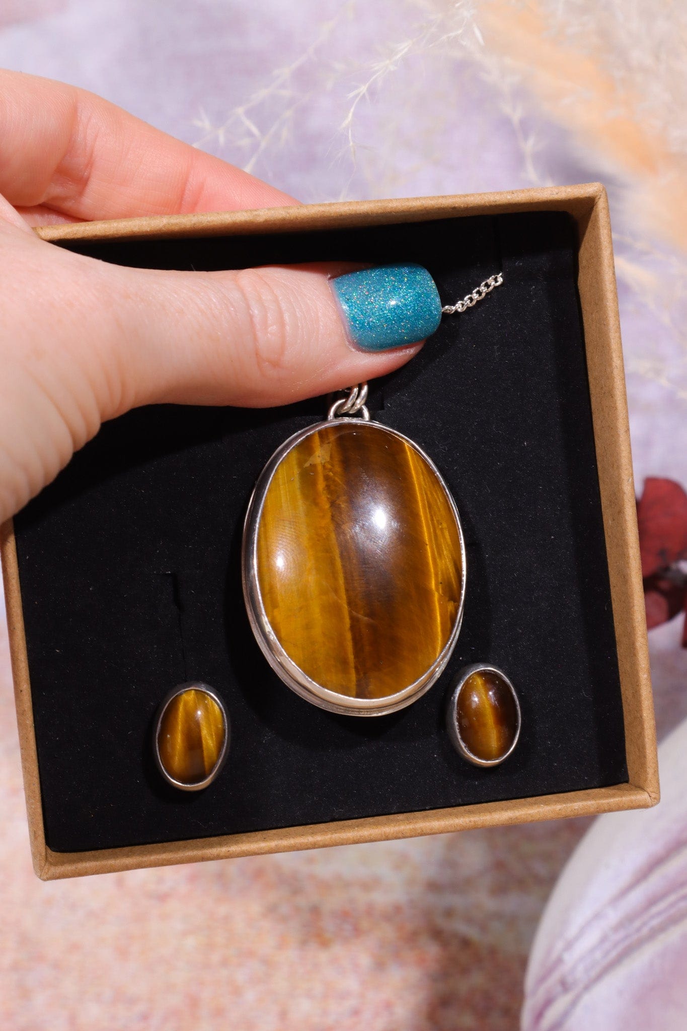 Golden Tigers Eye Necklace With Earrings, Handmade In The UK Jewellery Tali & Loz