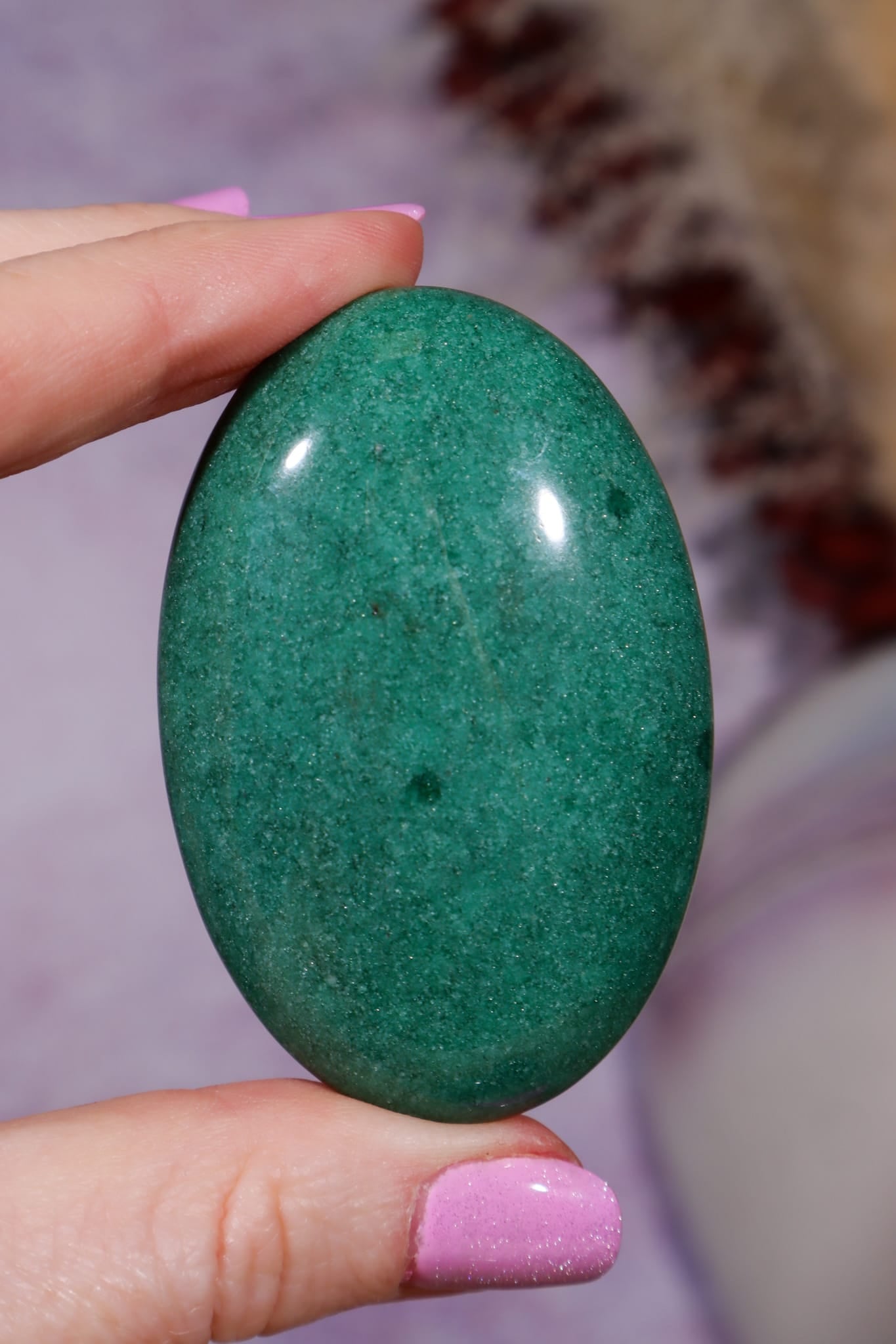 Green Fuchsite Palmstones | 6cm | India Palmstones Tali & Loz Crystals