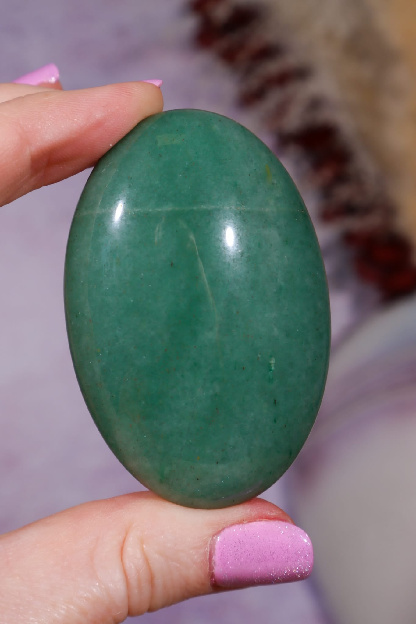 Green Fuchsite Palmstones | 6cm | India Palmstones Tali & Loz Crystals