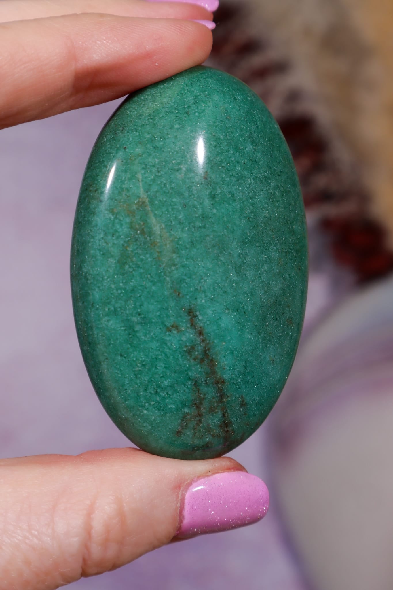Green Fuchsite Palmstones | 6cm | India Palmstones Tali & Loz Crystals