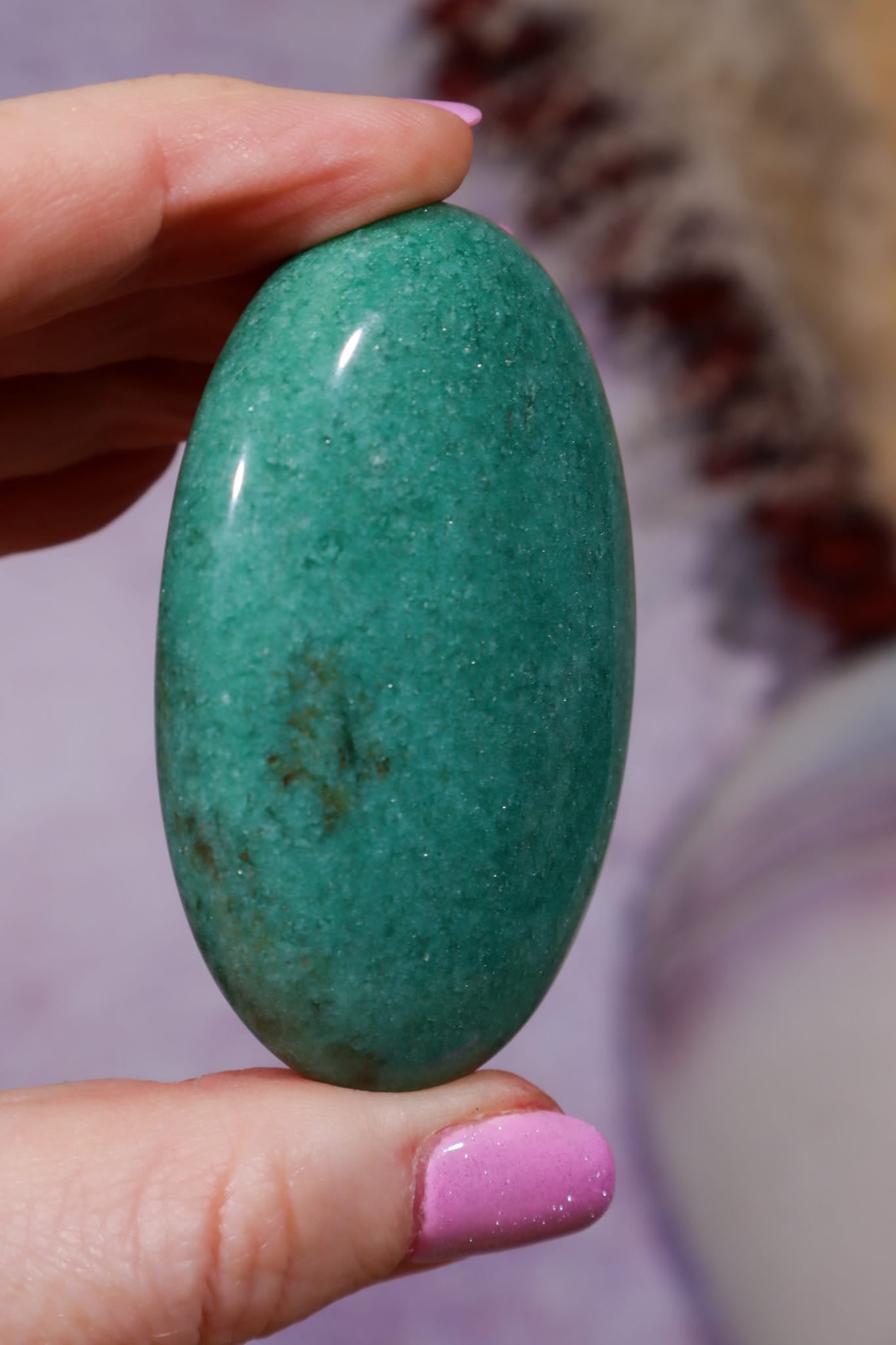 Green Fuchsite Palmstones | 6cm | India Palmstones Tali & Loz Crystals