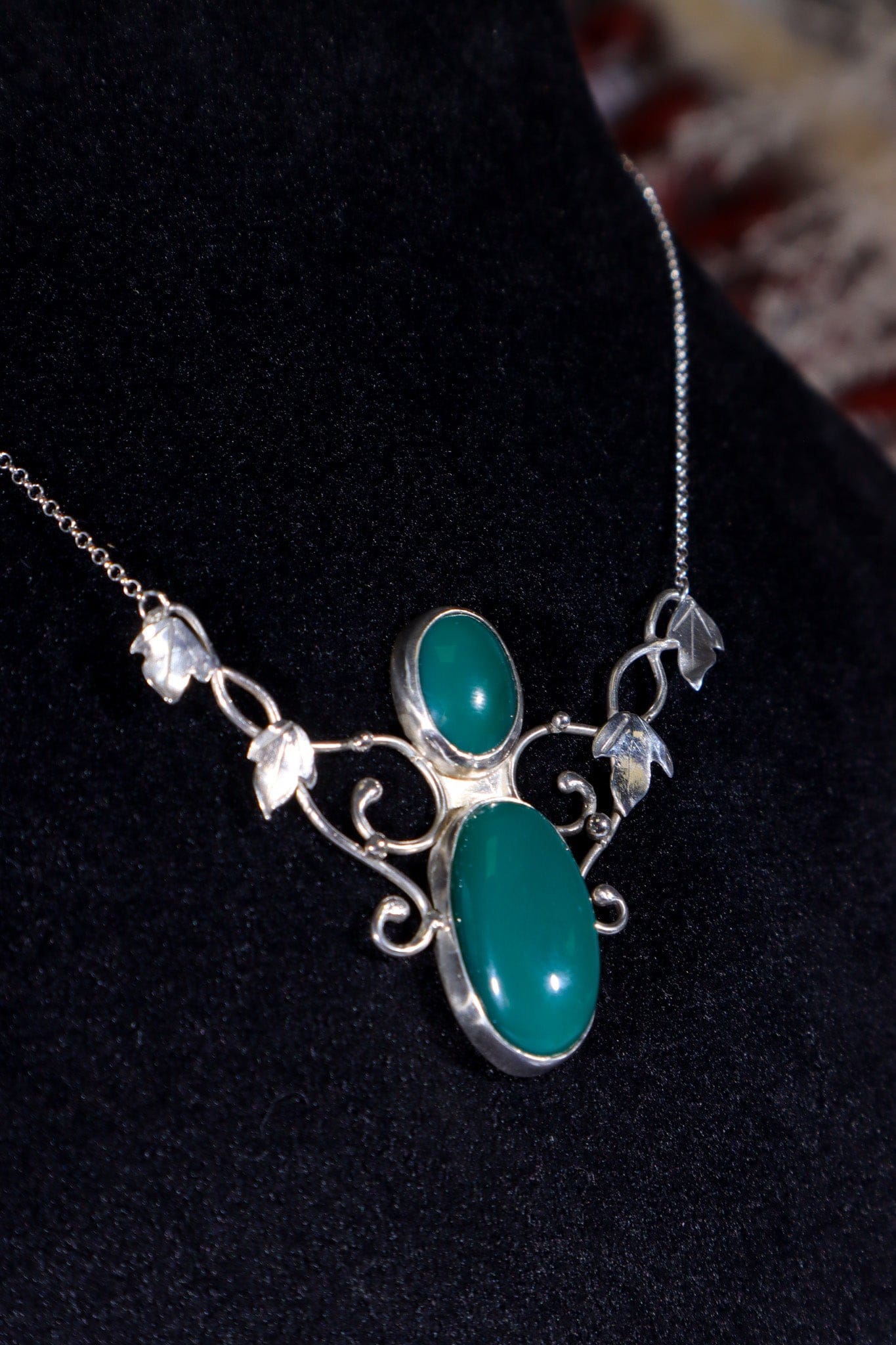 Green Onyx Necklace 925 Silver, Handmade in the UK, MG Silver Jewellery Tali & Loz Crystals