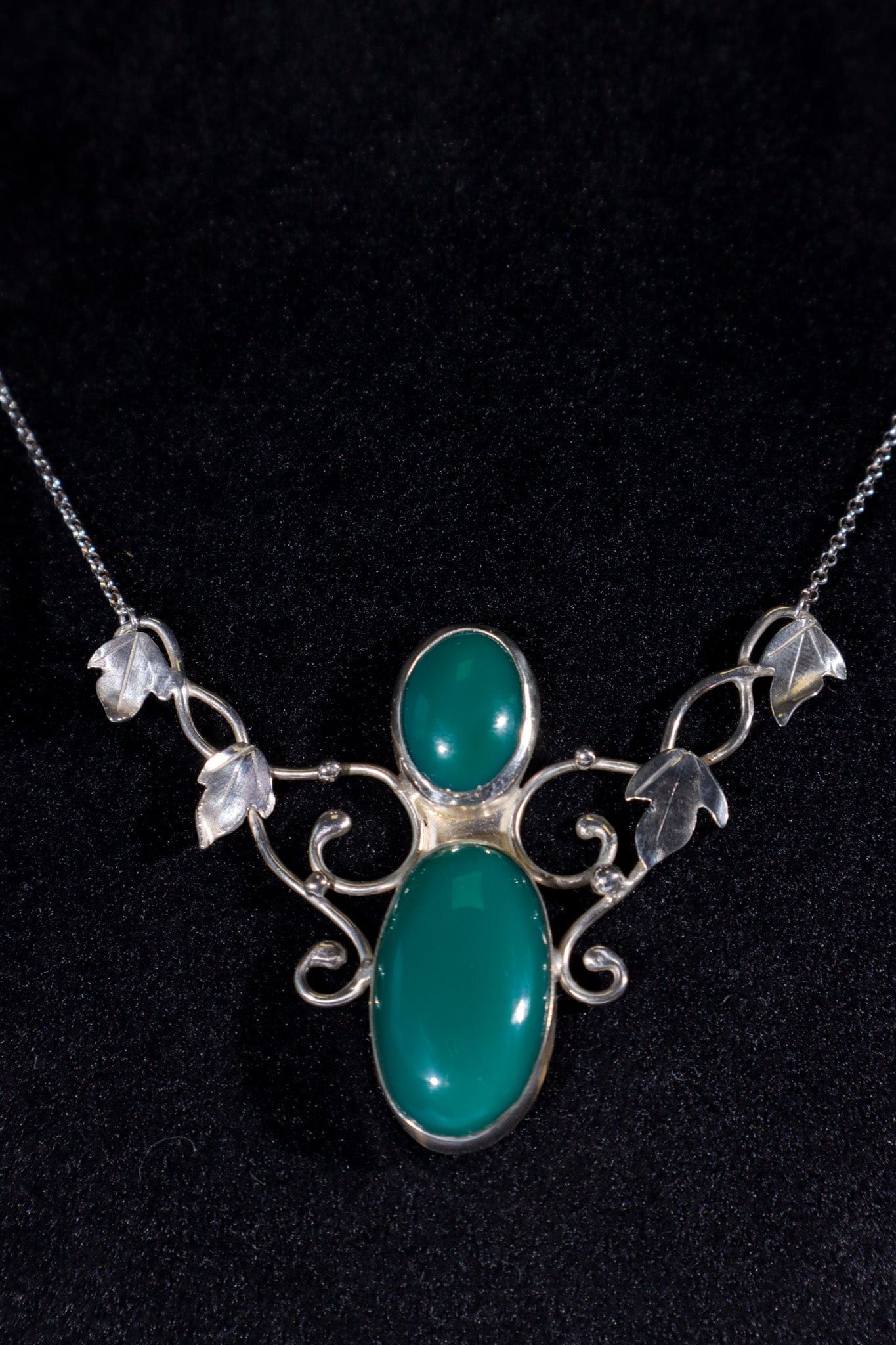 Green Onyx Necklace 925 Silver, Handmade in the UK, MG Silver Jewellery Tali & Loz Crystals