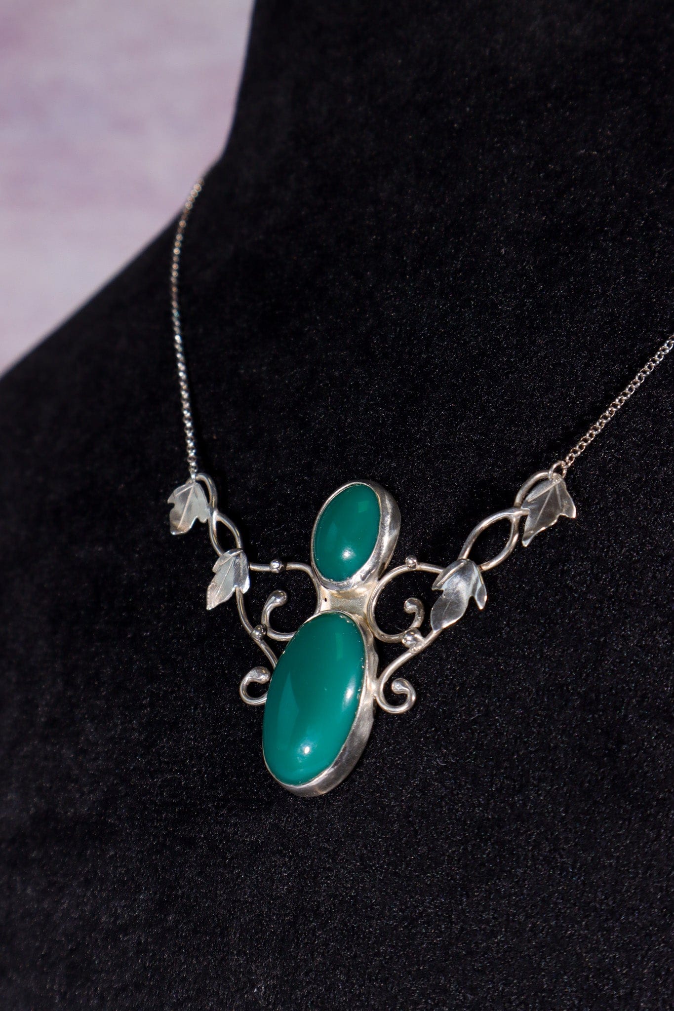 Green Onyx Necklace 925 Silver, Handmade in the UK, MG Silver Jewellery Tali & Loz Crystals