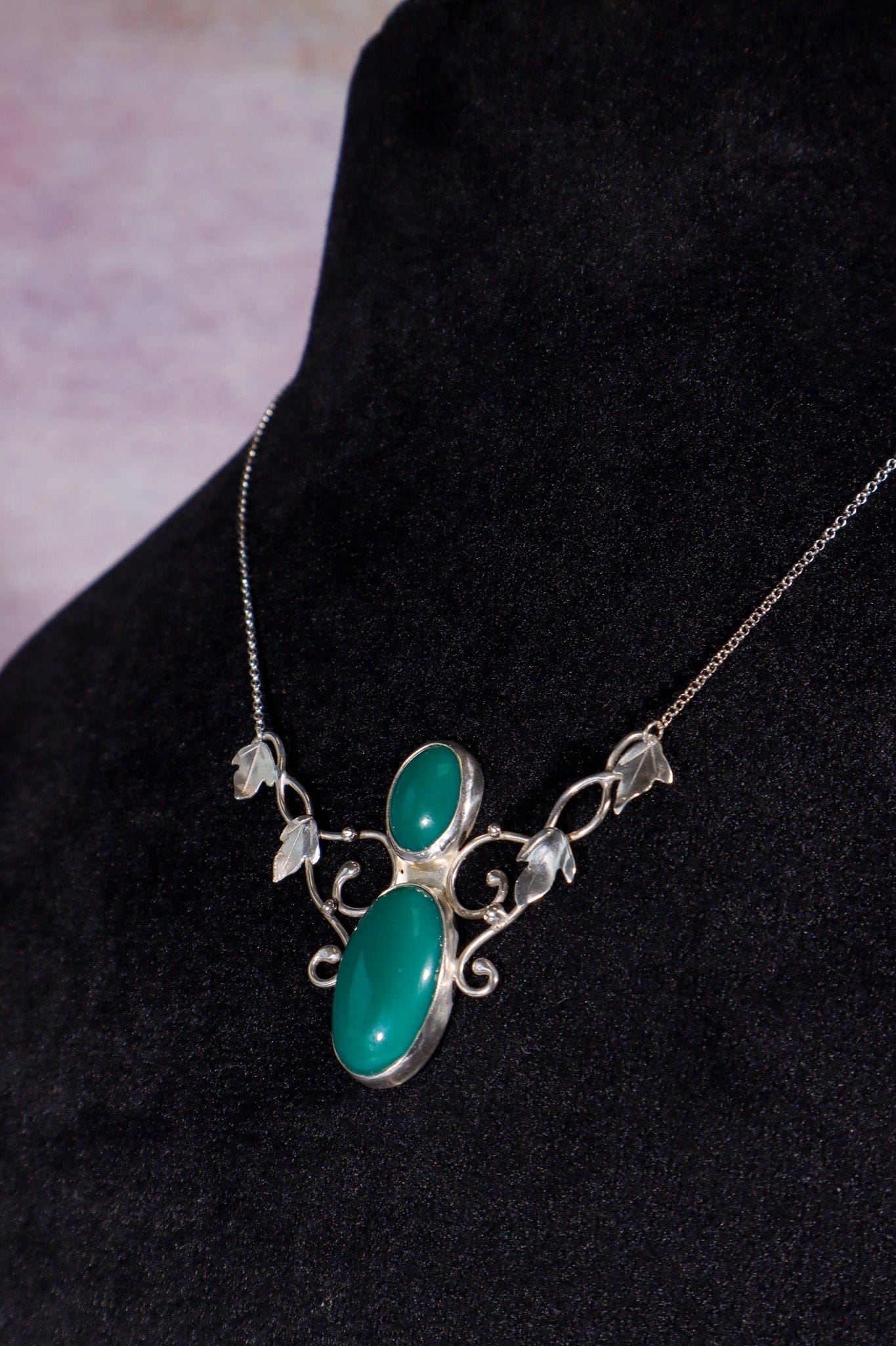 Green Onyx Necklace 925 Silver, Handmade in the UK, MG Silver Jewellery Tali & Loz Crystals