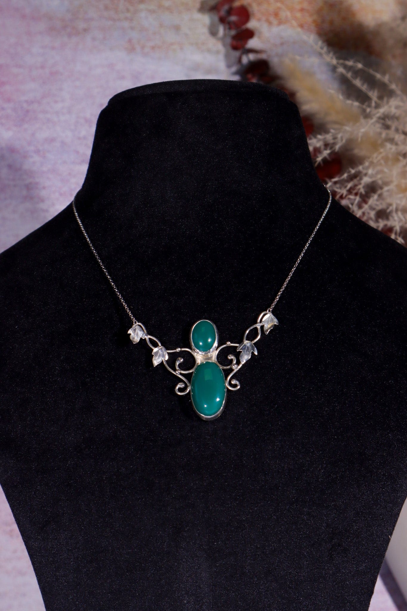 Green Onyx Necklace 925 Silver, Handmade in the UK, MG Silver Jewellery Tali & Loz Crystals