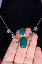 Green Onyx Necklace 925 Silver, Handmade in the UK, MG Silver Jewellery Tali & Loz Crystals