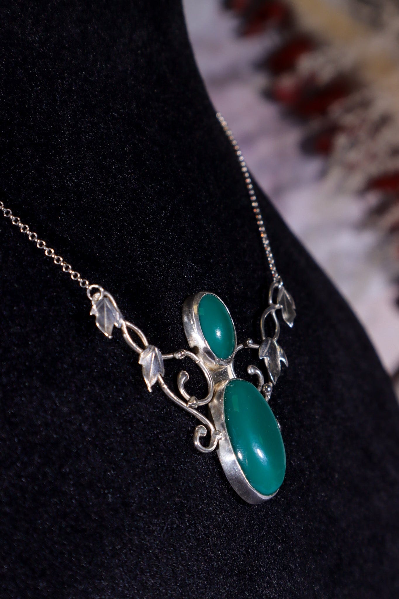 Green Onyx Necklace 925 Silver, Handmade in the UK, MG Silver Jewellery Tali & Loz Crystals