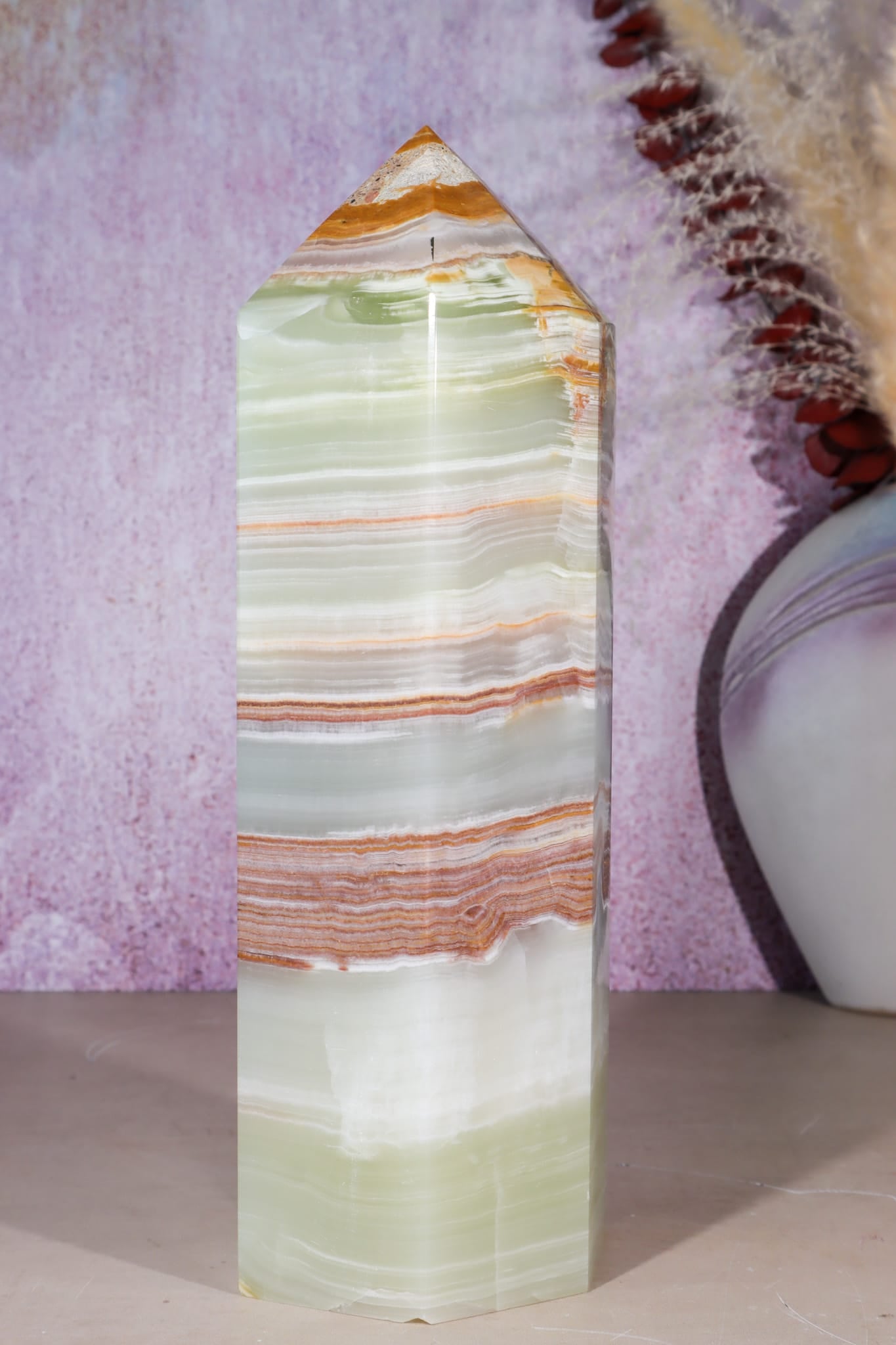 Green Onyx Tower | 3.24kg | India Towers Tali & Loz Crystals