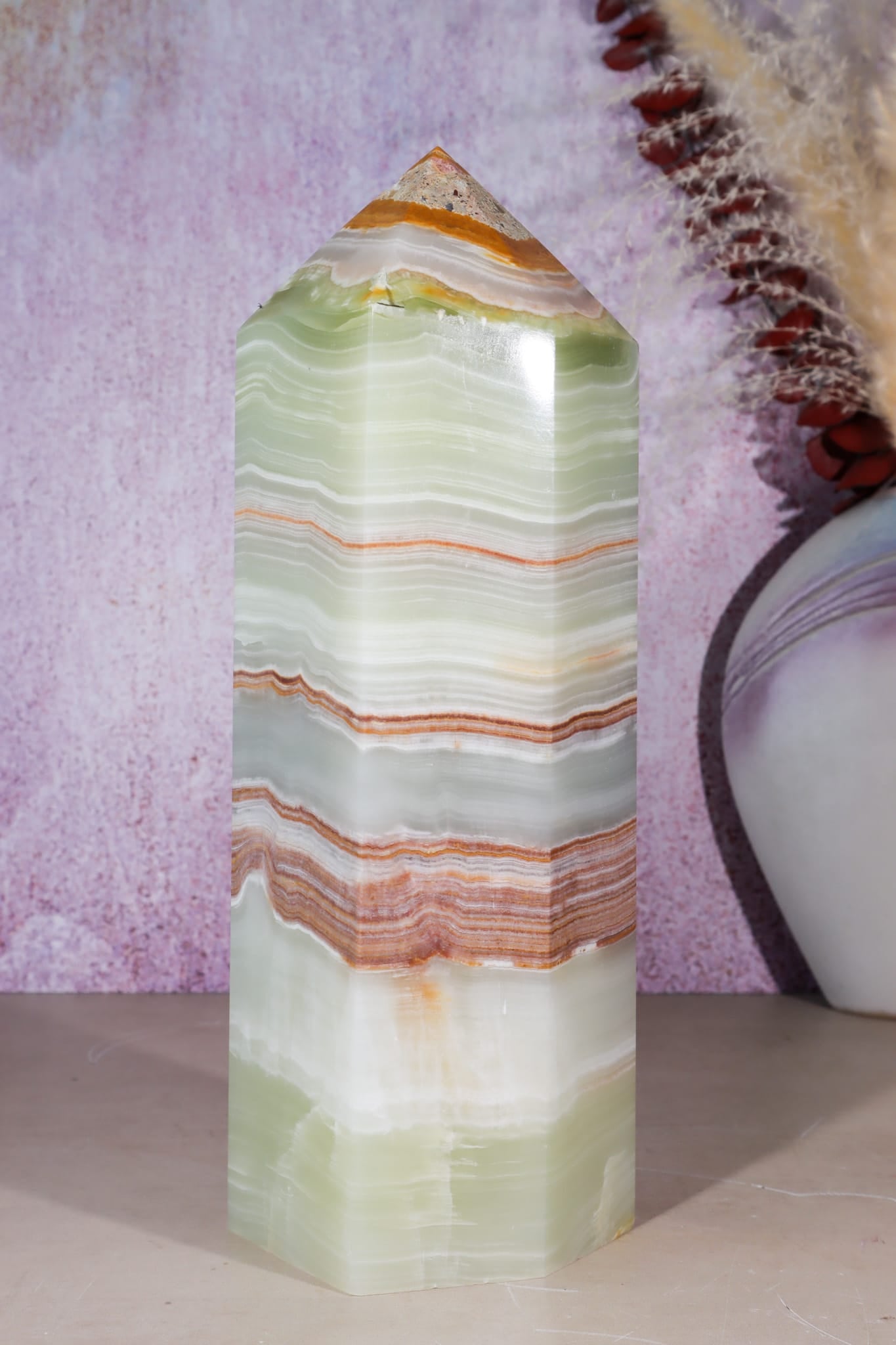 Green Onyx Tower | 3.24kg | India Towers Tali & Loz Crystals