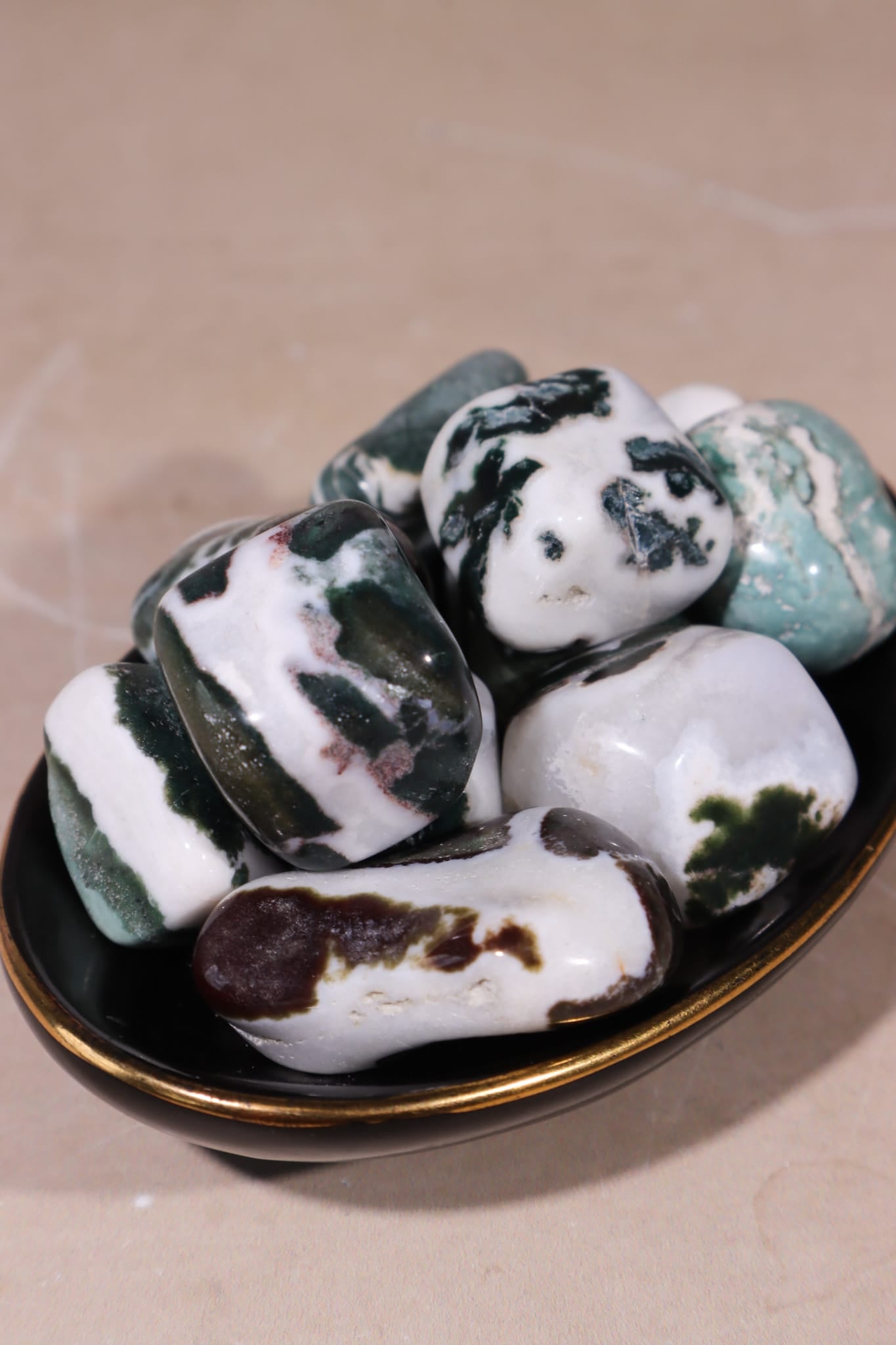 Green Sardonyx Tumblestones | 15-25mm | India Tumblestones Tali & Loz Crystals