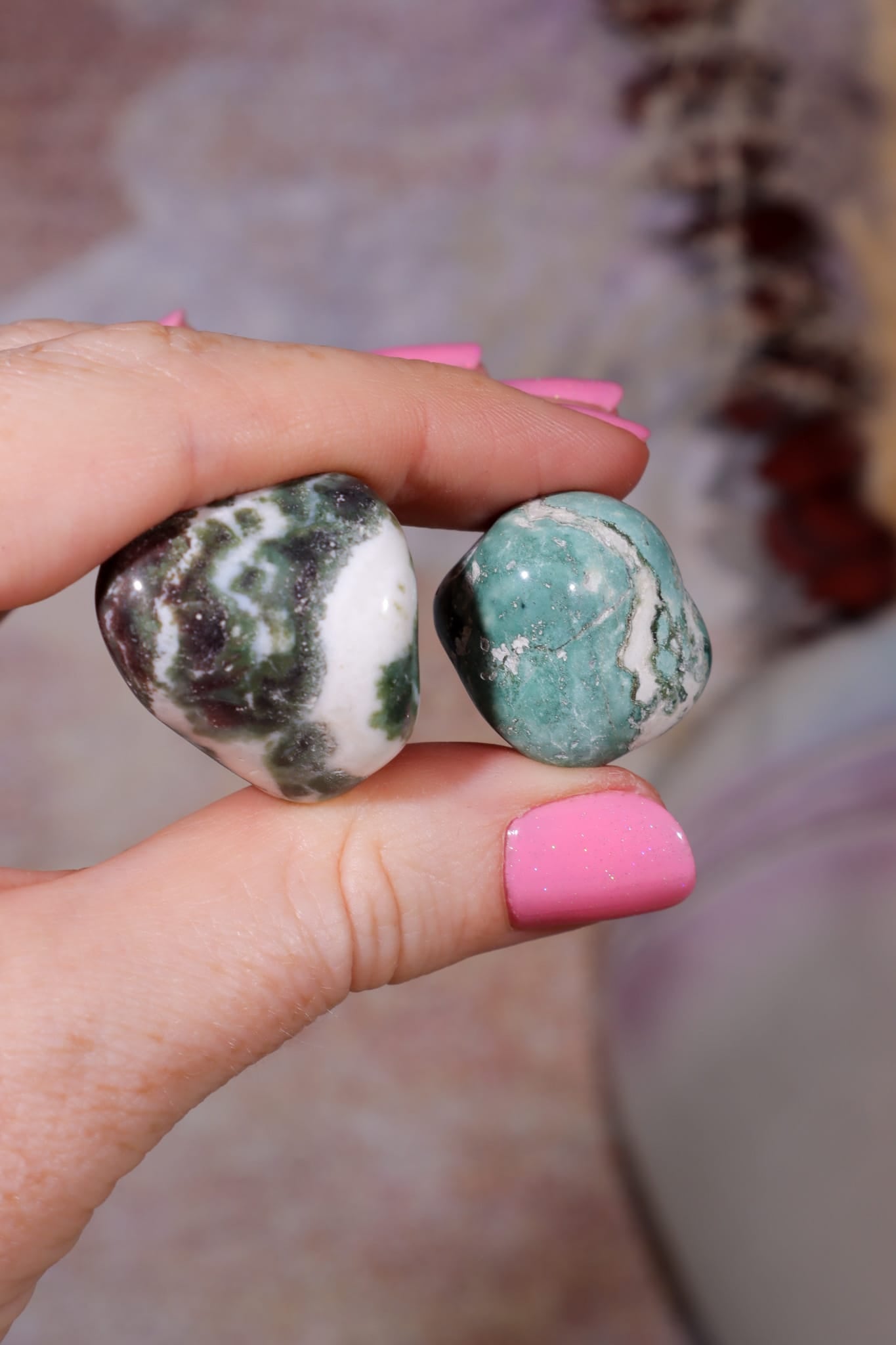 Green Sardonyx Tumblestones | 15-25mm | India Tumblestones Tali & Loz Crystals